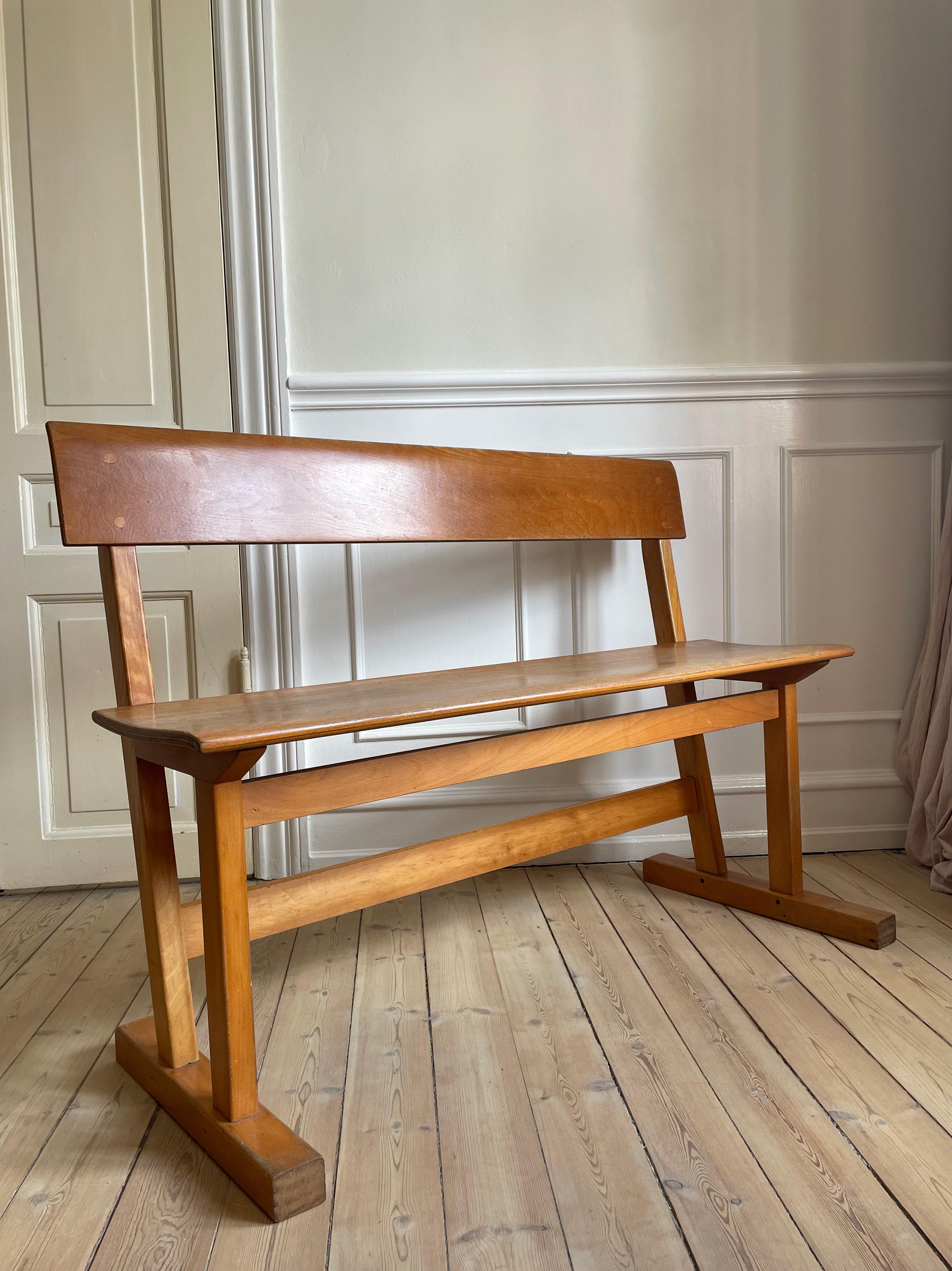 Danish Modern Hand-Crafted Wooden Bench, 1950s For Sale 15