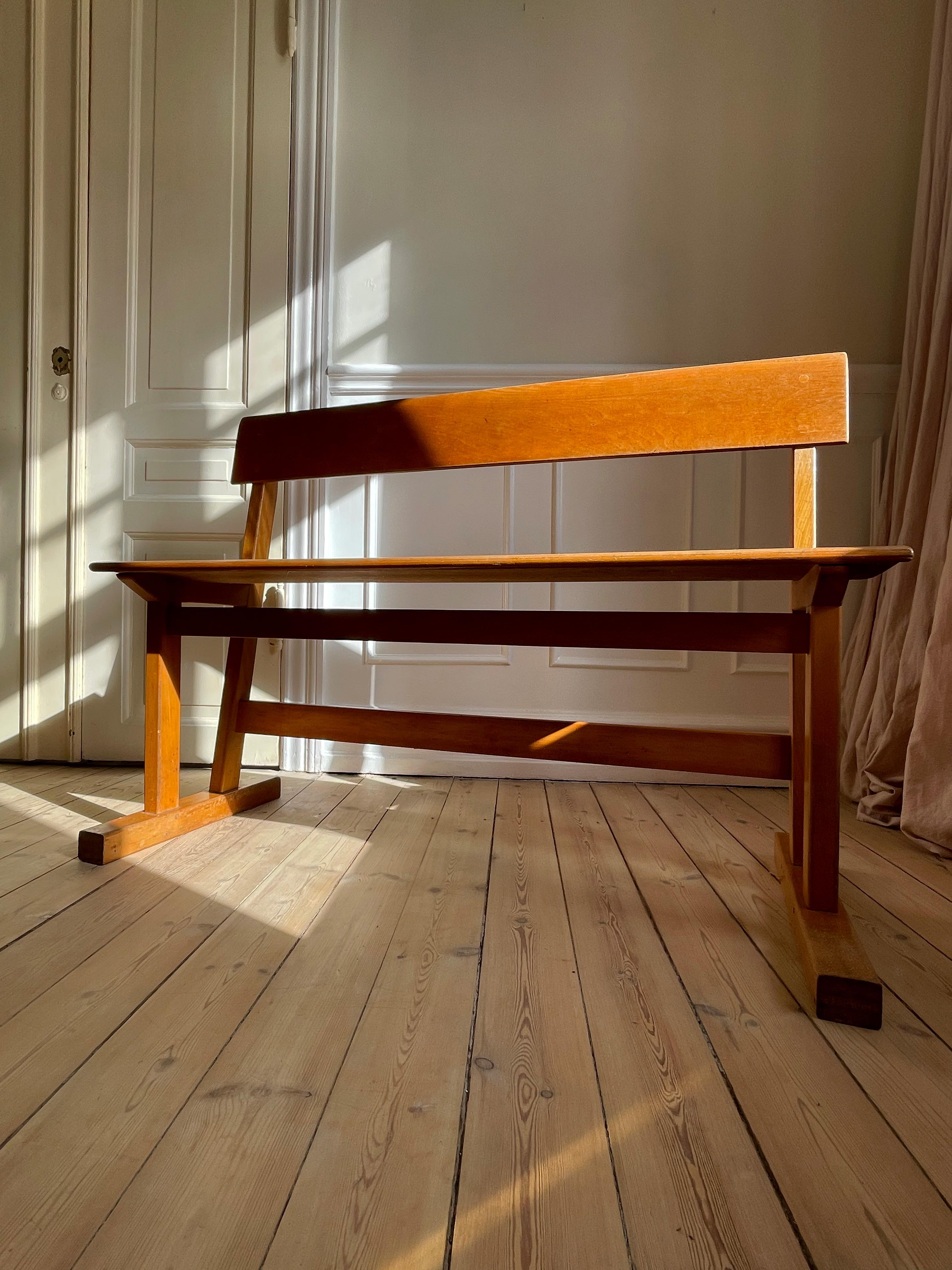 Mid-Century Modern Danish Modern Hand-Crafted Wooden Bench, 1950s For Sale