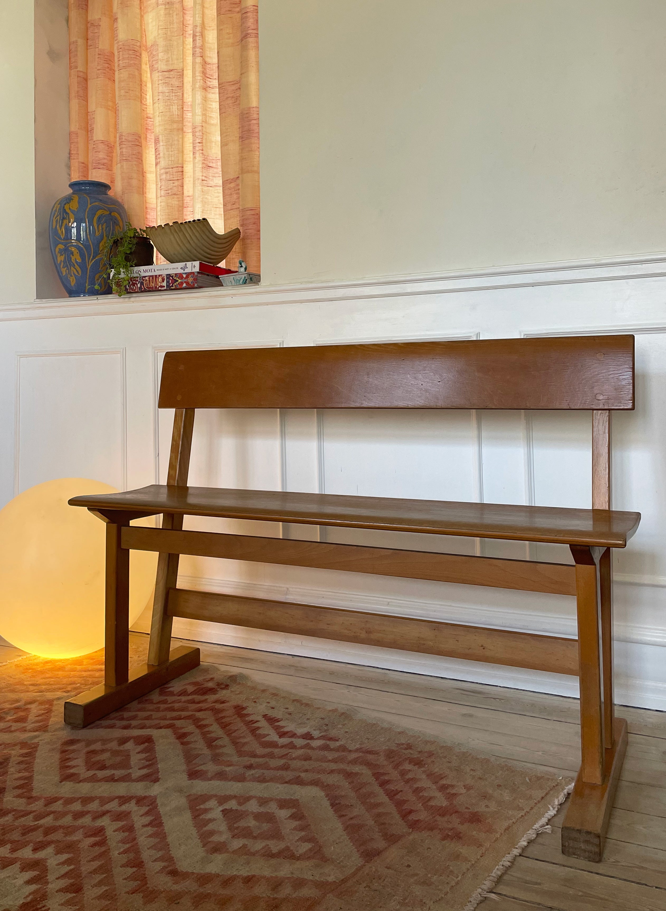 20th Century Danish Modern Hand-Crafted Wooden Bench, 1950s For Sale