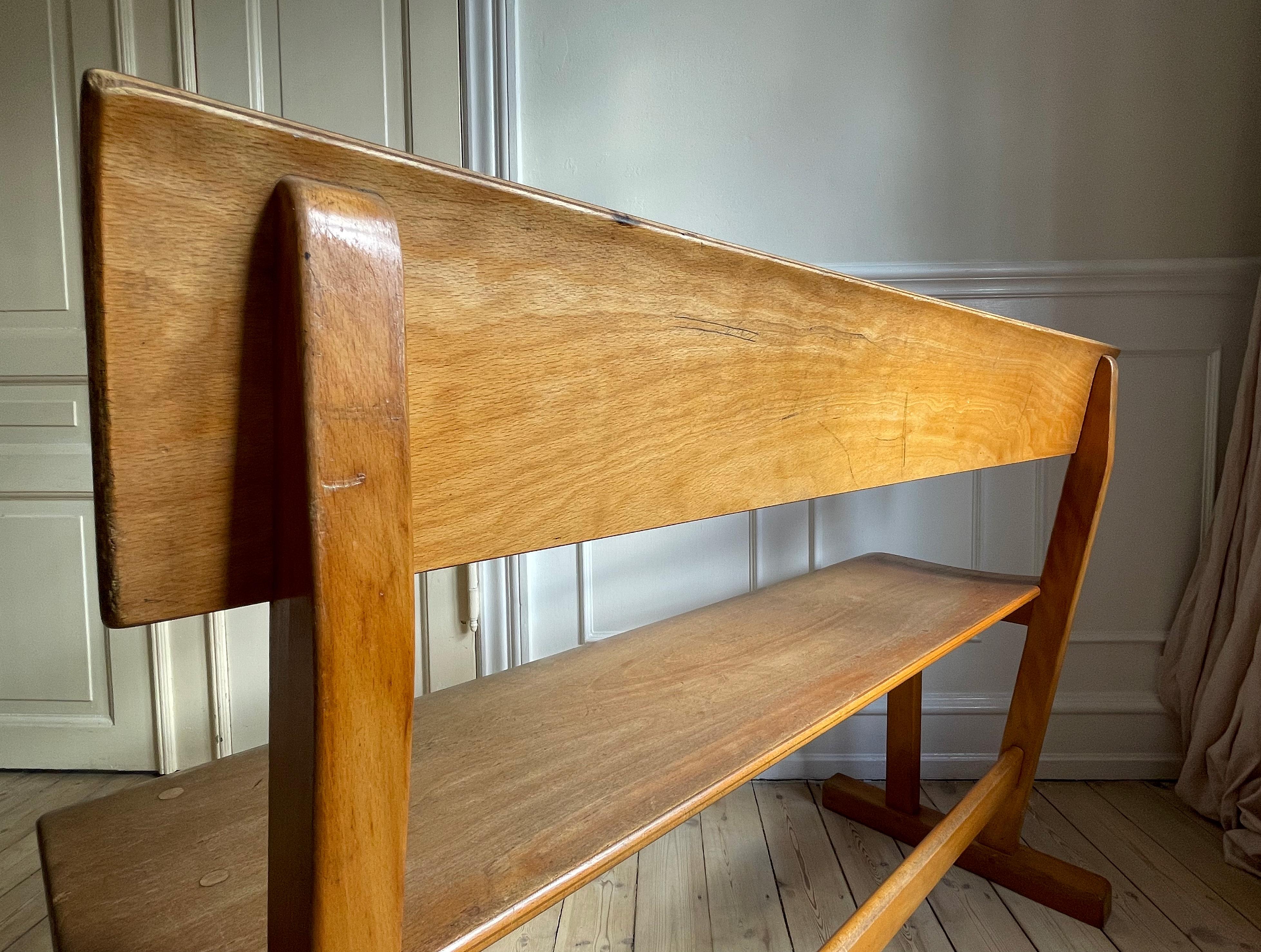 Danish Modern Hand-Crafted Wooden Bench, 1950s For Sale 1