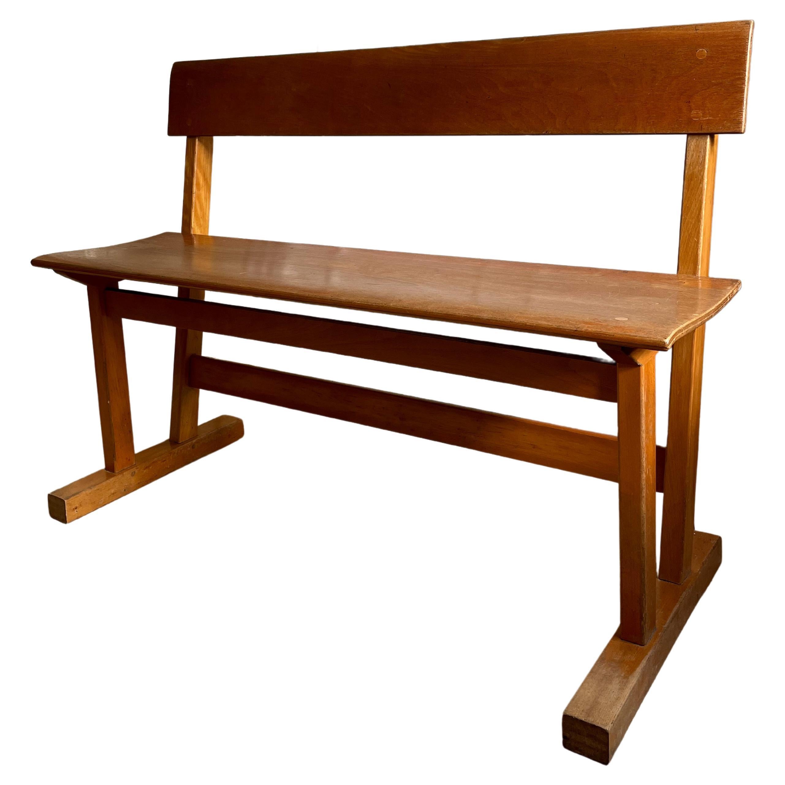 Danish Modern Hand-Crafted Wooden Bench, 1950s For Sale