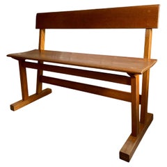 Retro Danish Modern Hand-Crafted Wooden Bench, 1950s