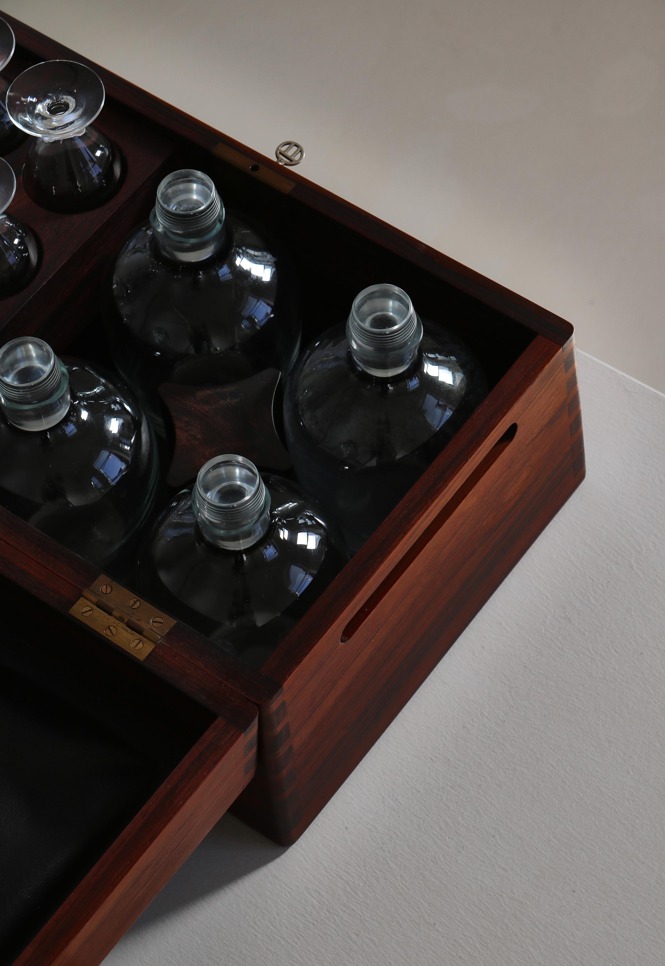 Danish Modern Handmade Liqueur Box, Rosewood & Glass by Søren Willadsen, 1960s For Sale 4