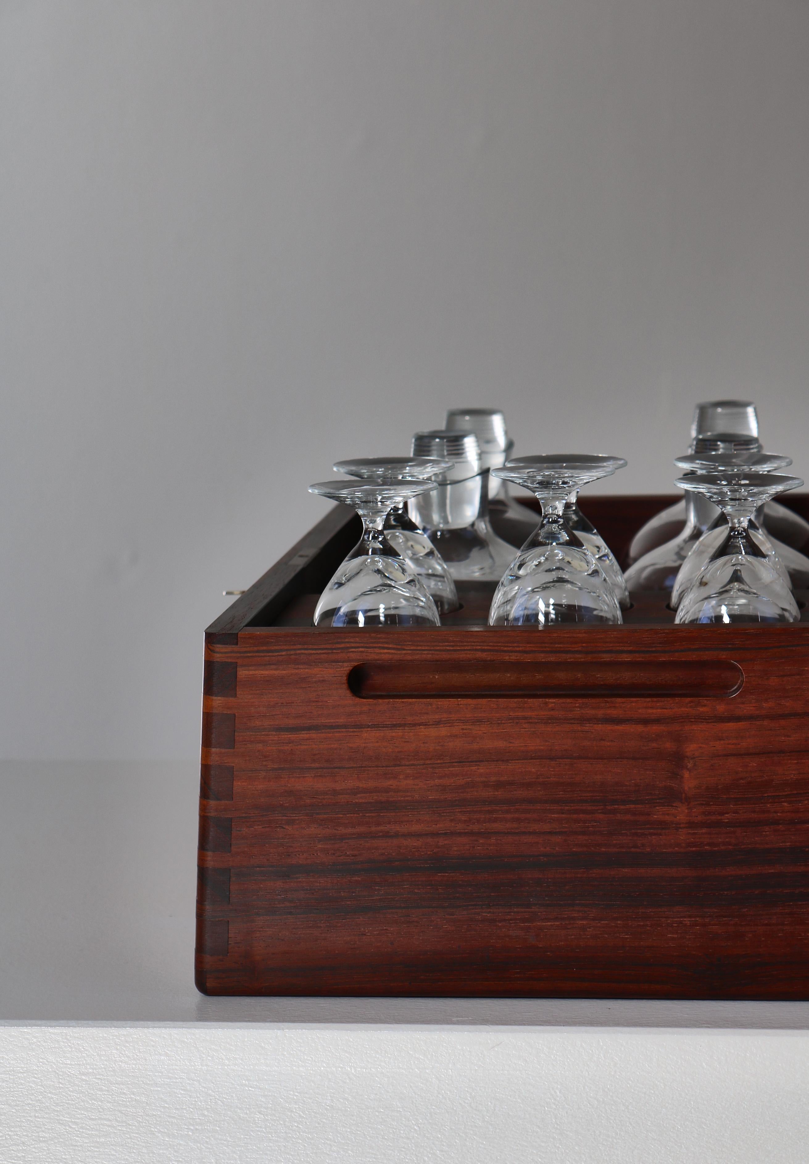 Danish Modern Handmade Liqueur Box, Rosewood & Glass by Søren Willadsen, 1960s For Sale 5