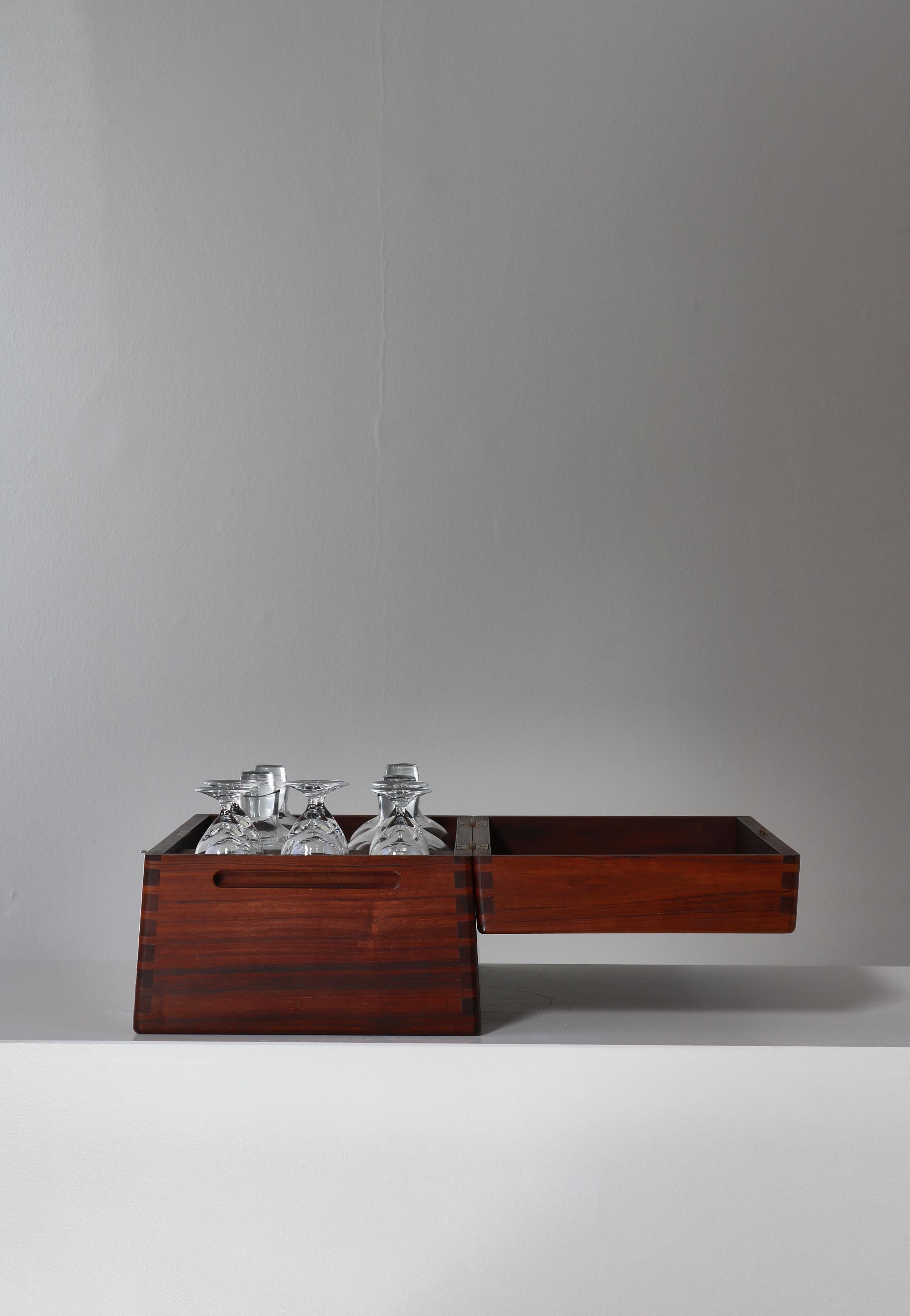Danish Modern Handmade Liqueur Box, Rosewood & Glass by Søren Willadsen, 1960s For Sale 2
