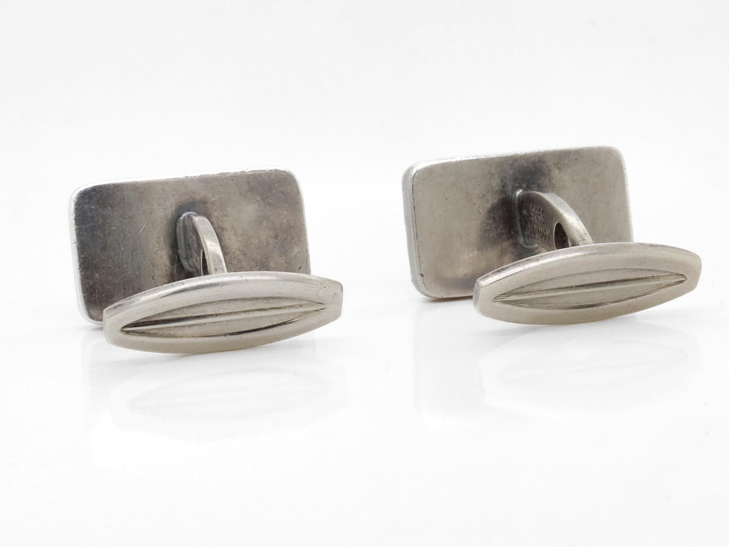 Coppia di gemelli d'argento in stile danese moderno Hans Hansen di Karl Gustav Hansen in vendita 3