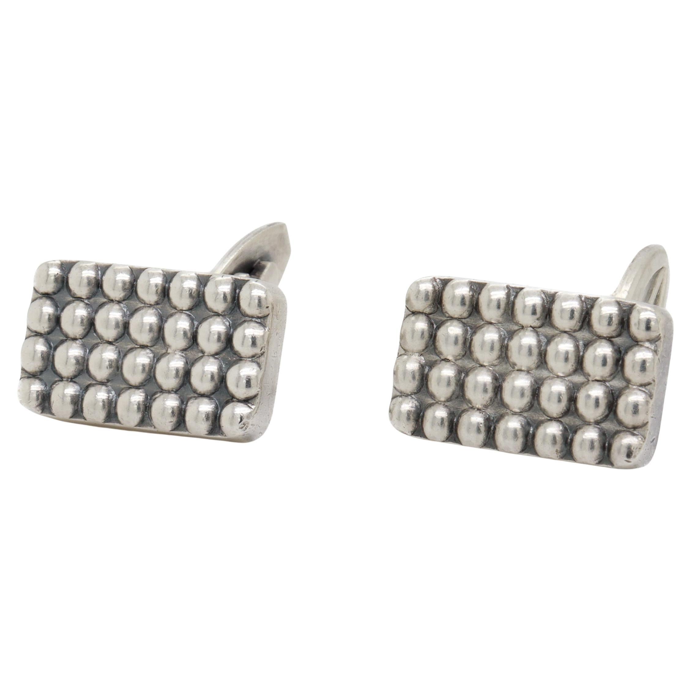 Coppia di gemelli d'argento in stile danese moderno Hans Hansen di Karl Gustav Hansen in vendita