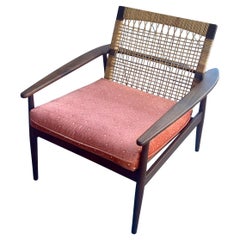 Danish Modern Hans Olsen Teak and Cane Lounge Chair for Juul Kristensen