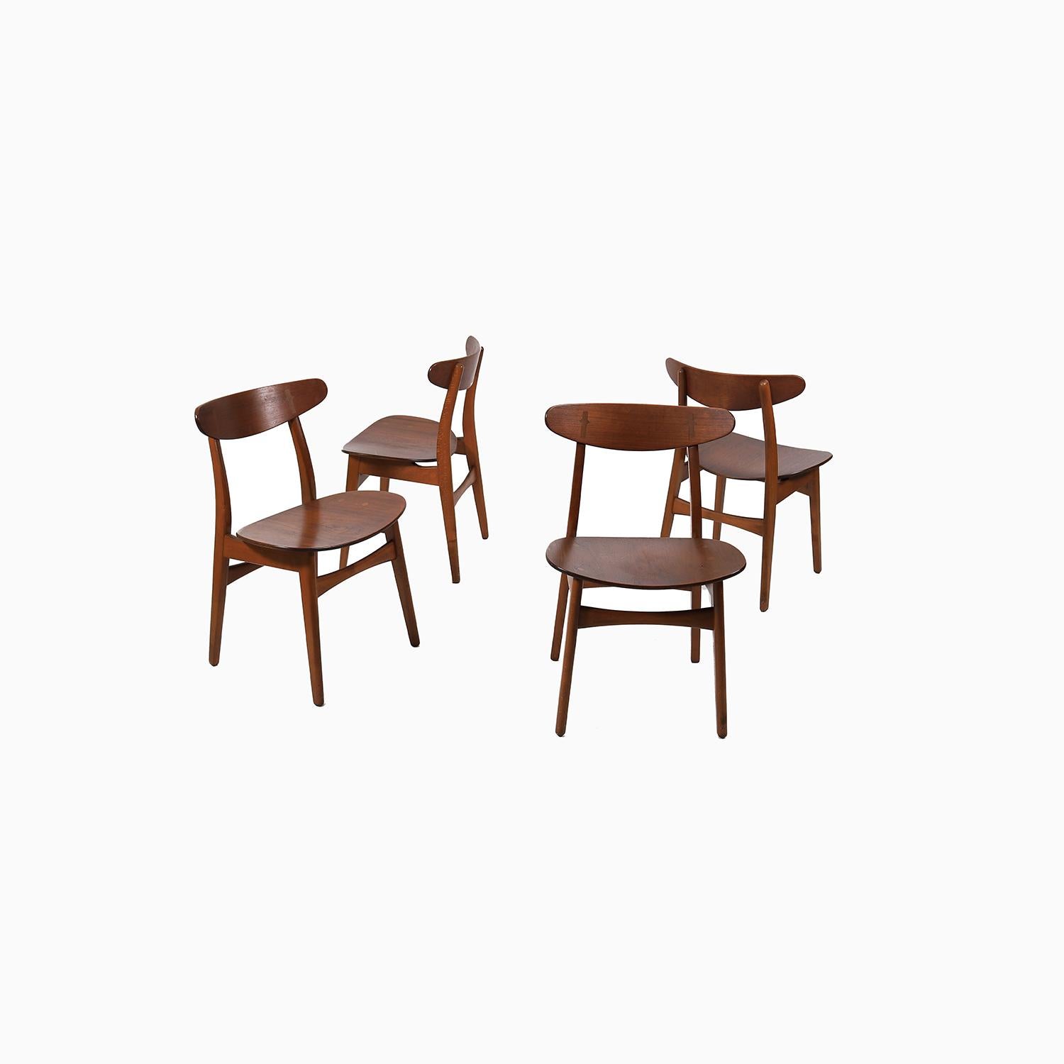 Scandinave moderne Hans Wegner CH 30 chaises de salle à manger danoises modernes, lot de 4 en vente