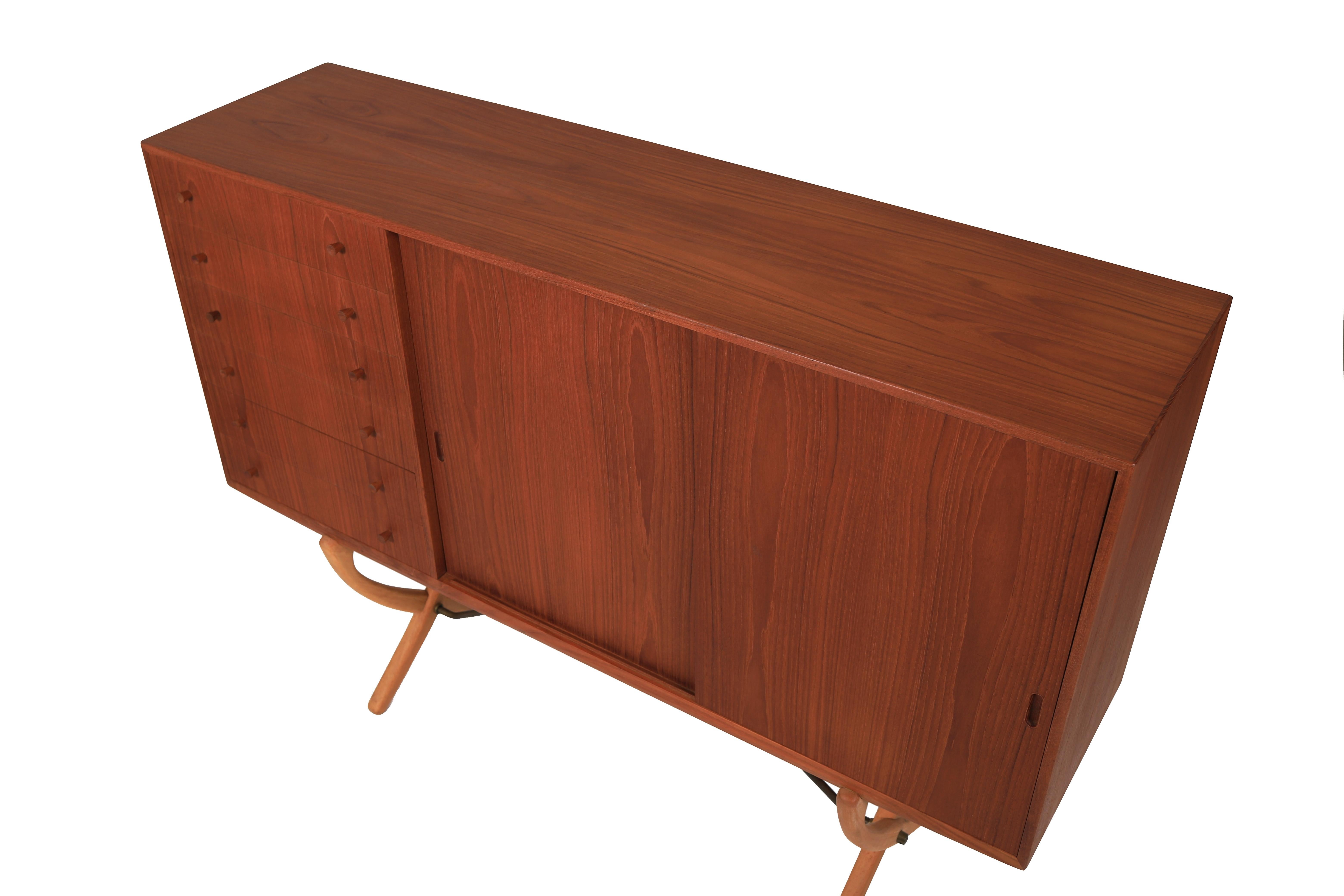 Beech Danish Modern Hans Wegner Saber Leg Sideboard For Sale