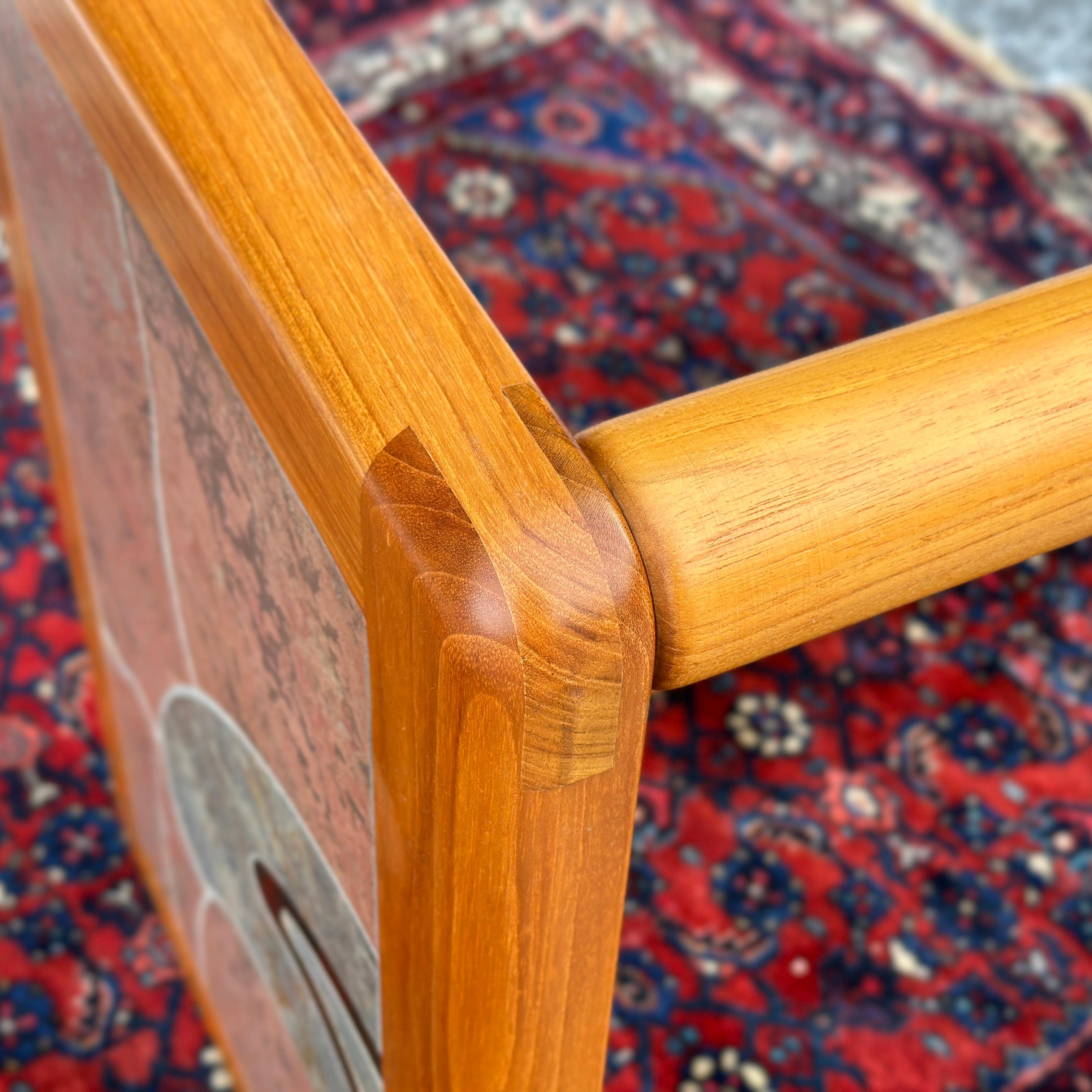 Danish Modern Haslev Teak Side Table With Tile & Brass Top by Tue Poulsen 6