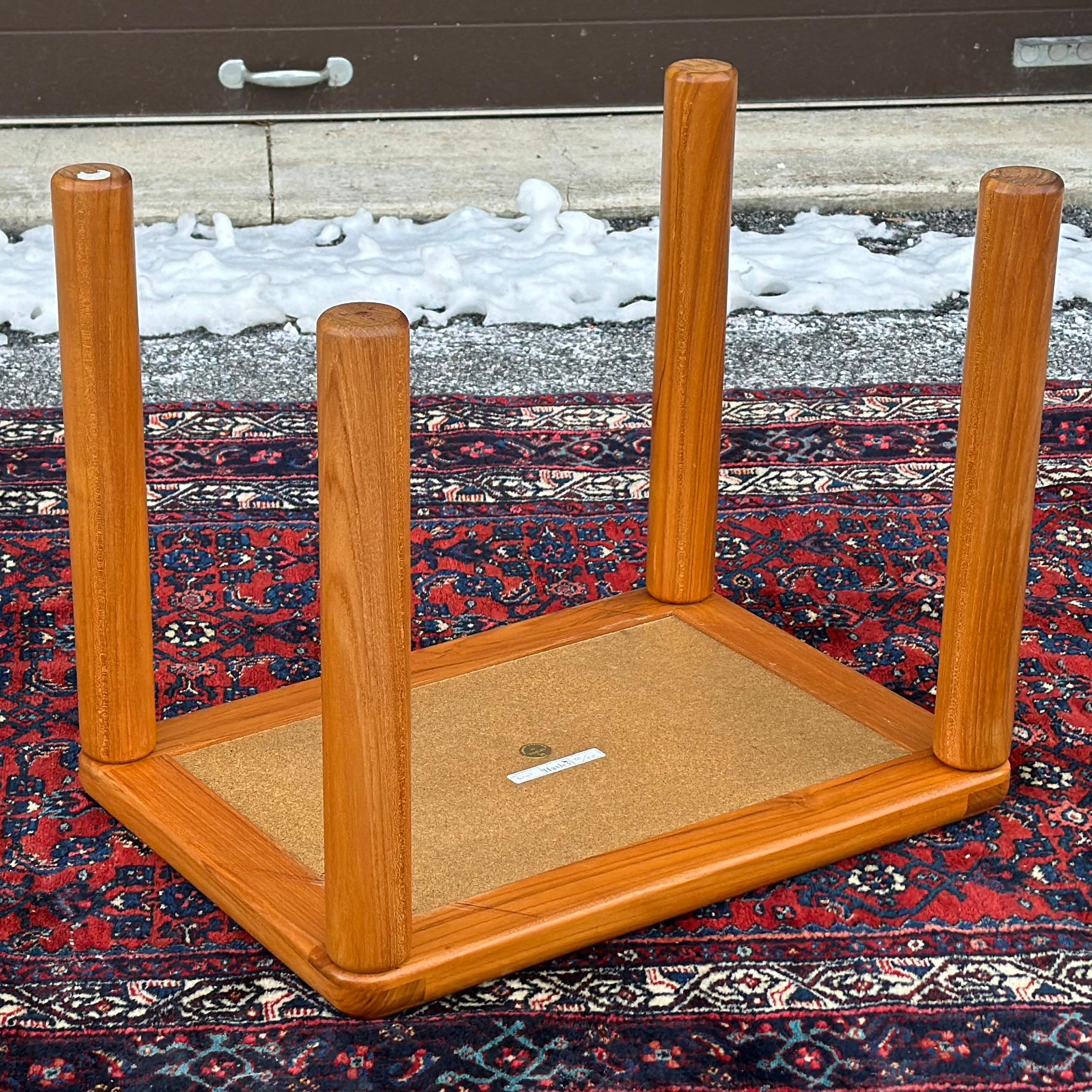 Danish Modern Haslev Teak Side Table With Tile & Brass Top by Tue Poulsen 7