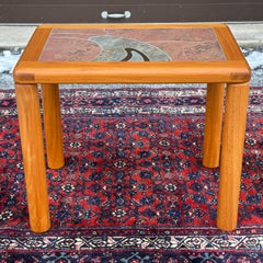 Danish Modern Haslev Teak Side Table With Tile & Brass Top by Tue Poulsen