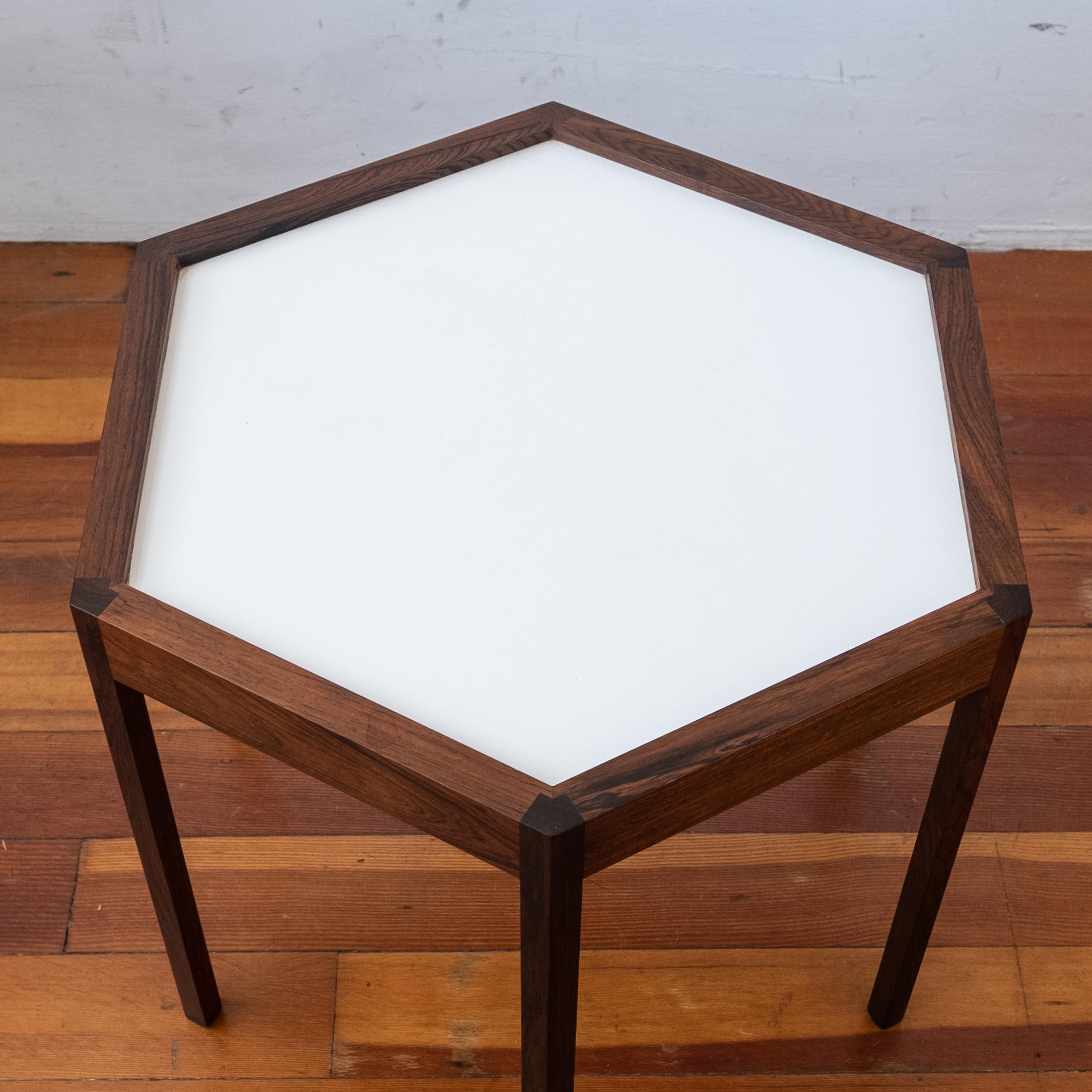 Scandinavian Modern Danish Modern Hexagon Rosewood Side Table Hans C. Andersen