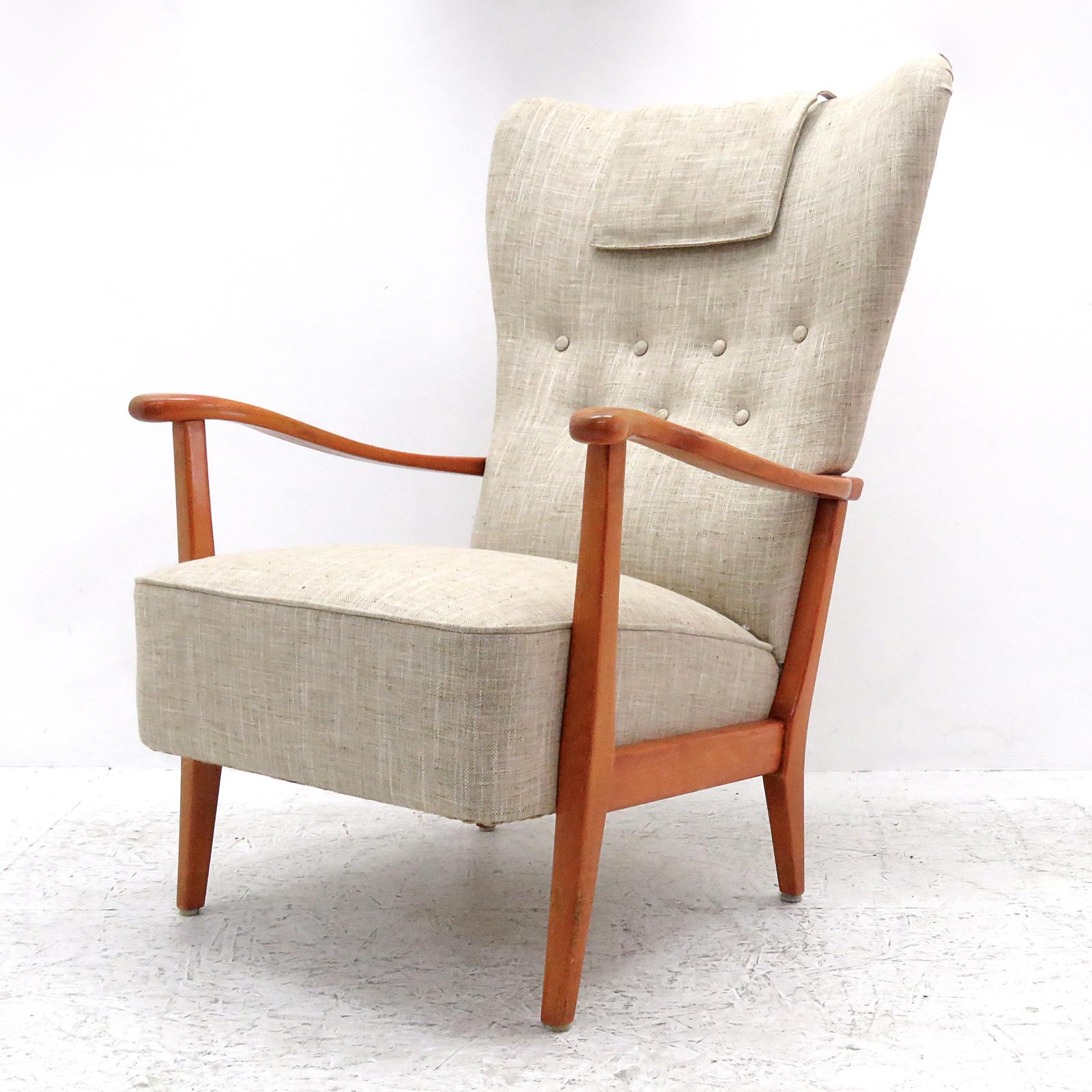 Stained Danish Modern High Back Chair by Dux, 1940