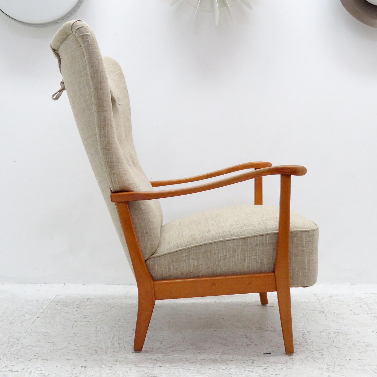 Beech Danish Modern High Back Chair by Dux, 1940