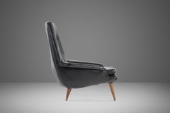 Danish Modern High Back Lounge Chair in Original Vinyl Upholstery, c. 1960s