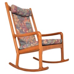 Danish Modern High Back Midcentury Rocking Chair in Teak