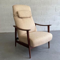 Danish Modern High Back Teak Recliner Lounge Chair by Arnt Lande