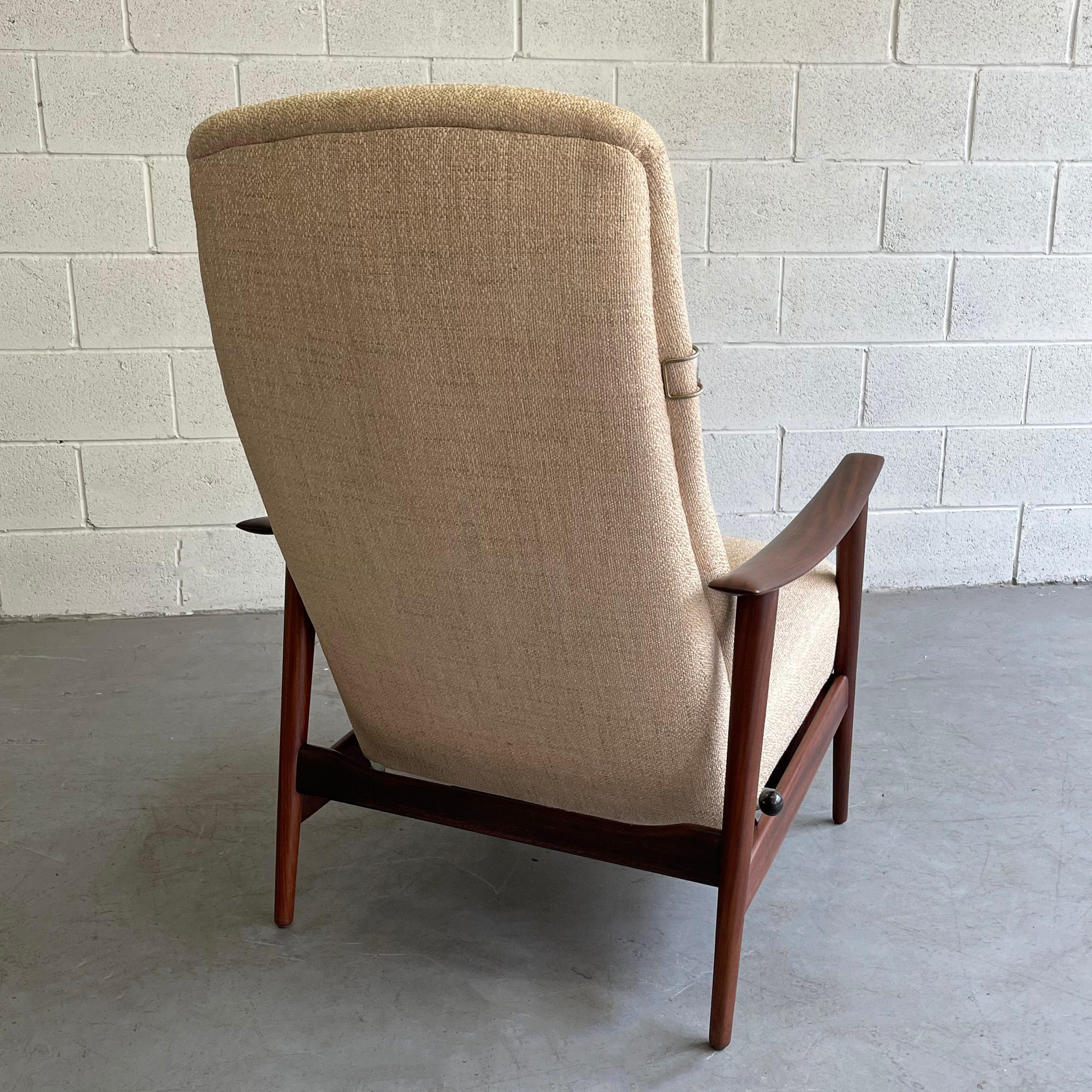 Scandinavian Modern Danish Modern High Back Teak Recliner Lounge Chair by Arnt Lande