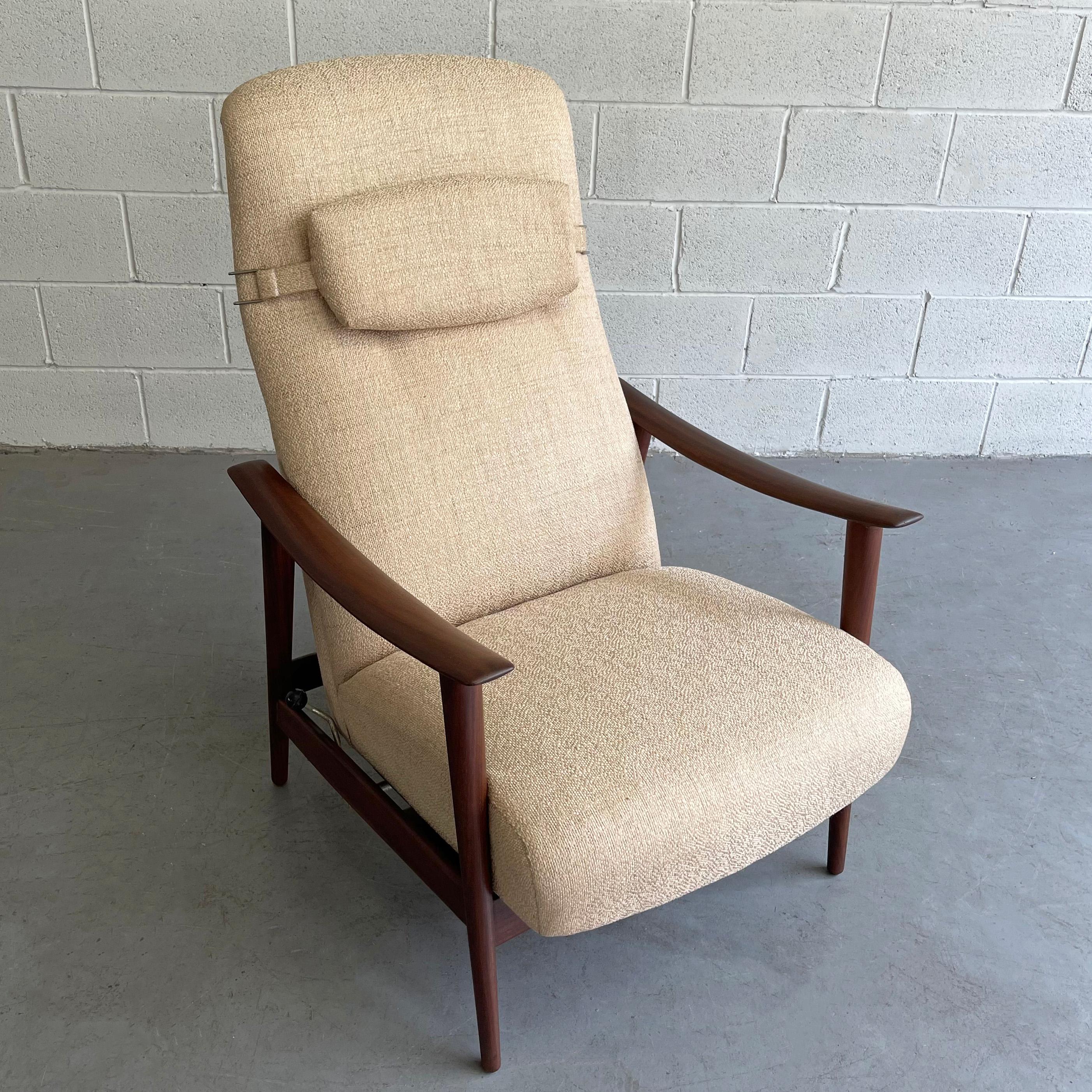 Norwegian Danish Modern High Back Teak Recliner Lounge Chair by Arnt Lande
