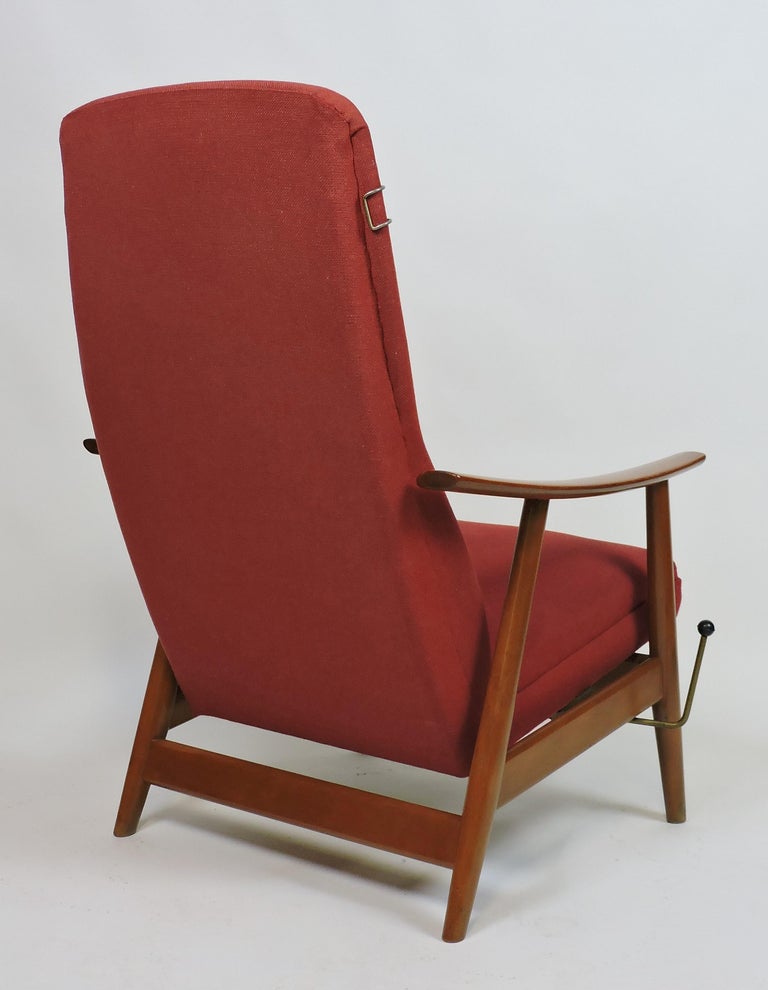 Danish Modern High Back Teak Rocker Recliner Chair by Arnt Lande, Two