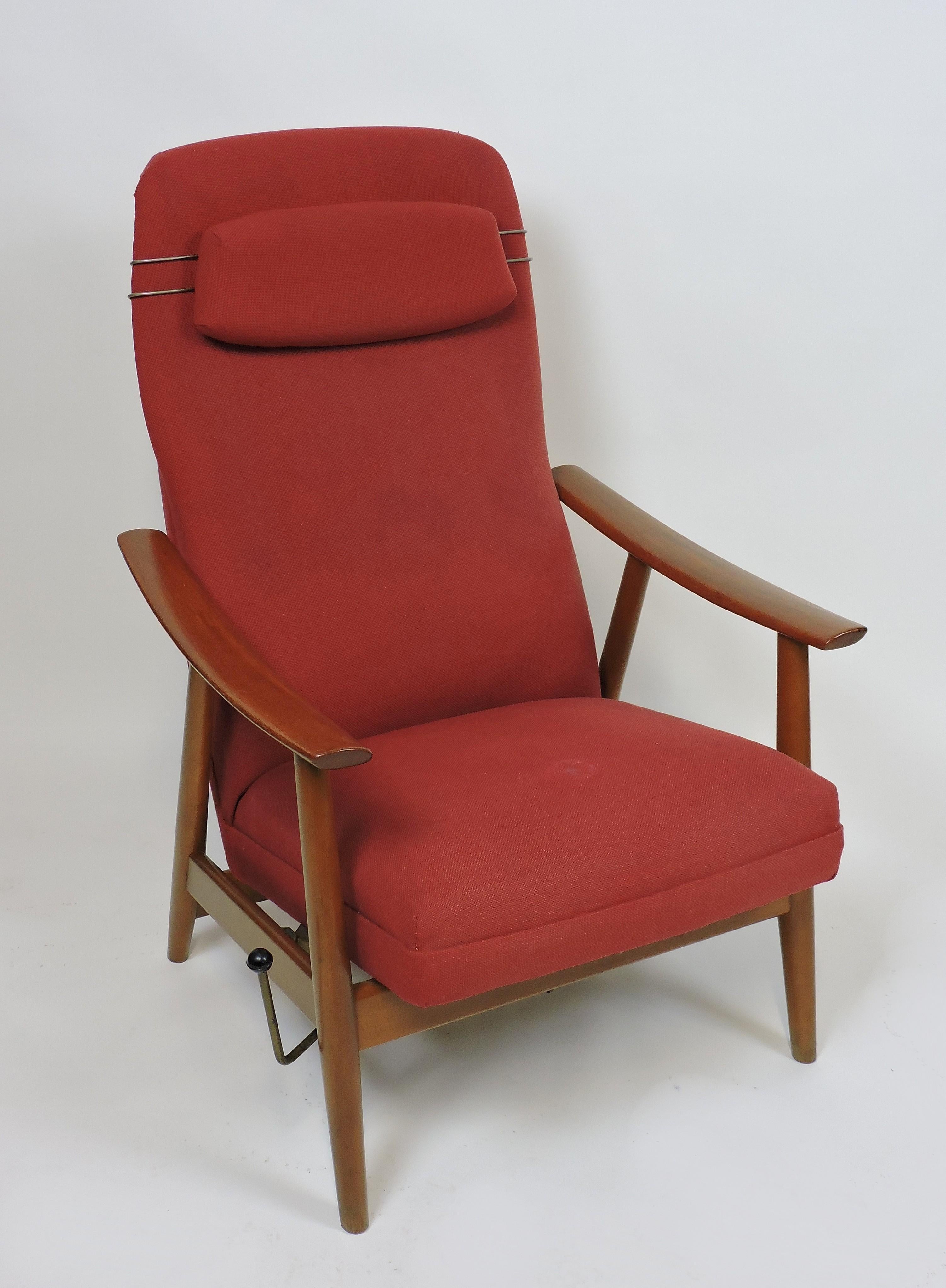 Scandinavian Modern Danish Modern High Back Teak Rocker Recliner Chair by Arnt Lande, Two Available