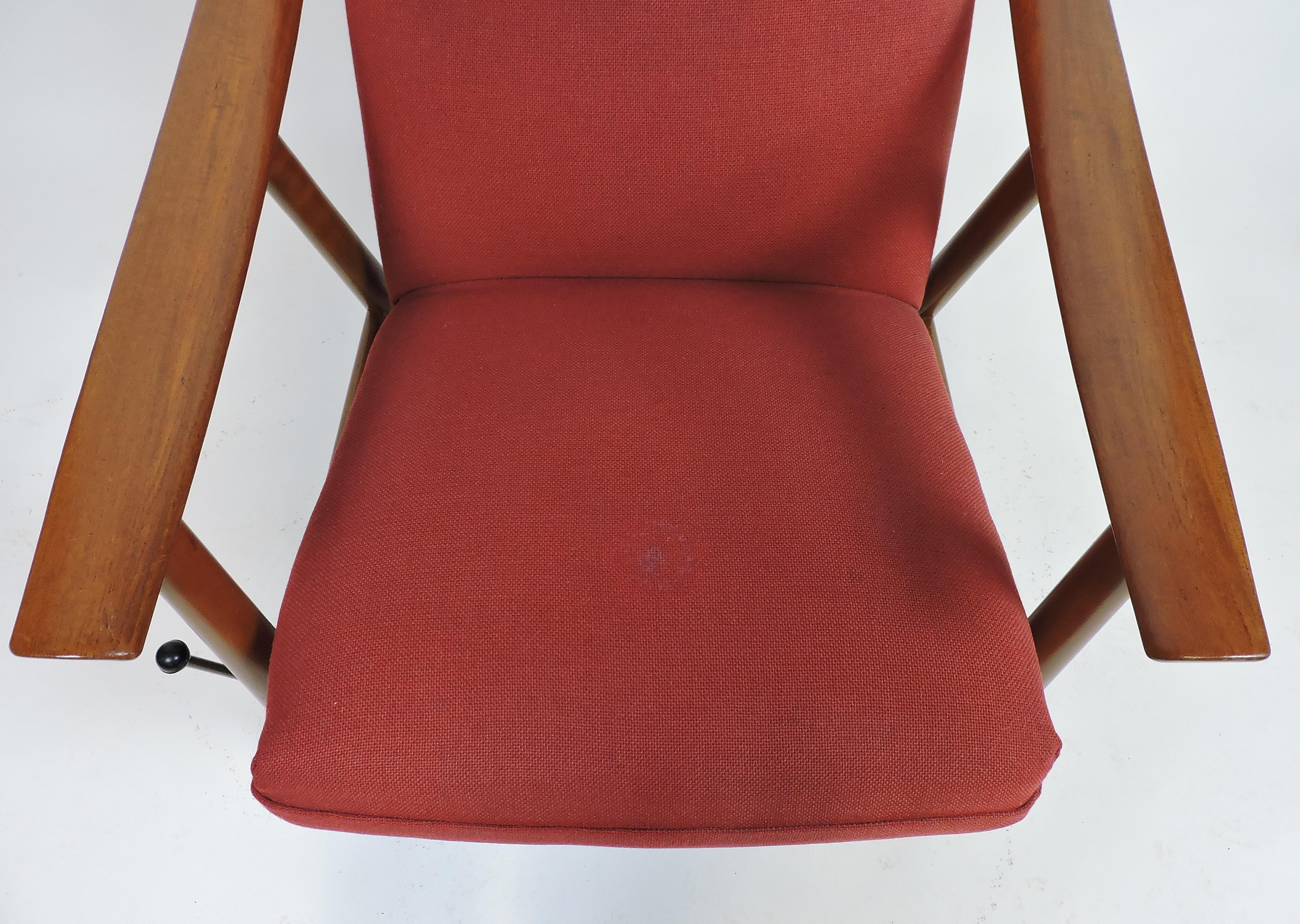 Norwegian Danish Modern High Back Teak Rocker Recliner Chair by Arnt Lande, Two Available