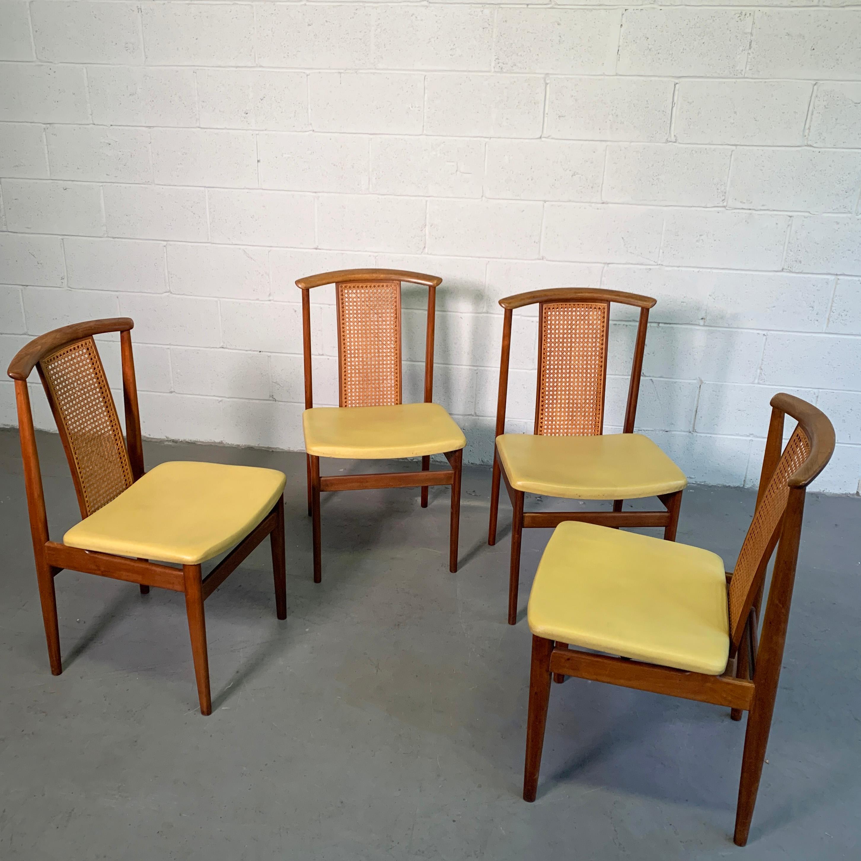 20th Century Danish Modern High Cane Back Teak Dining Chairs