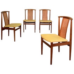 Danish Modern High Cane Back Teak Dining Chairs