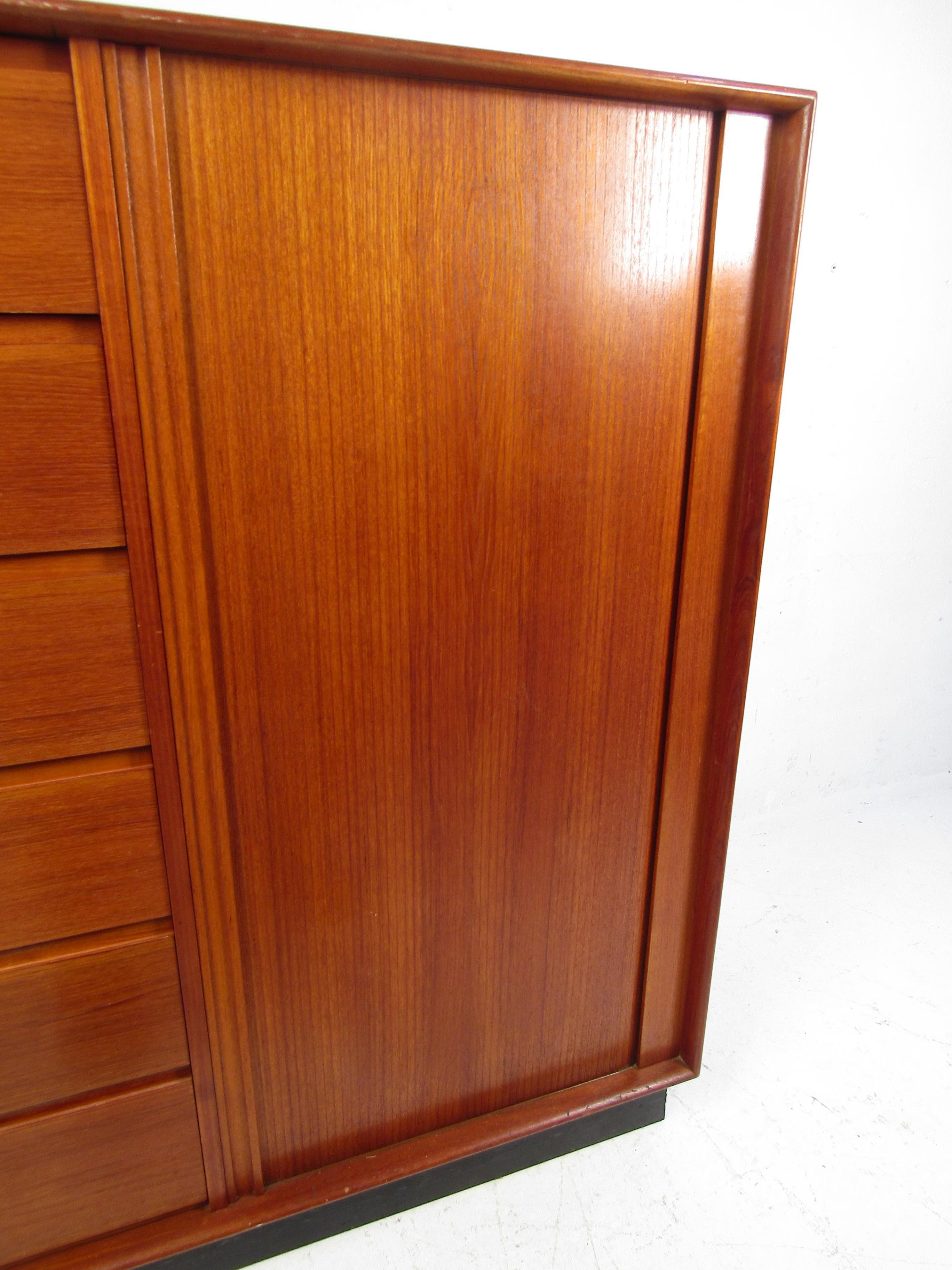Mid-Century Modern Danish Modern High Dresser with Tambour Door For Sale