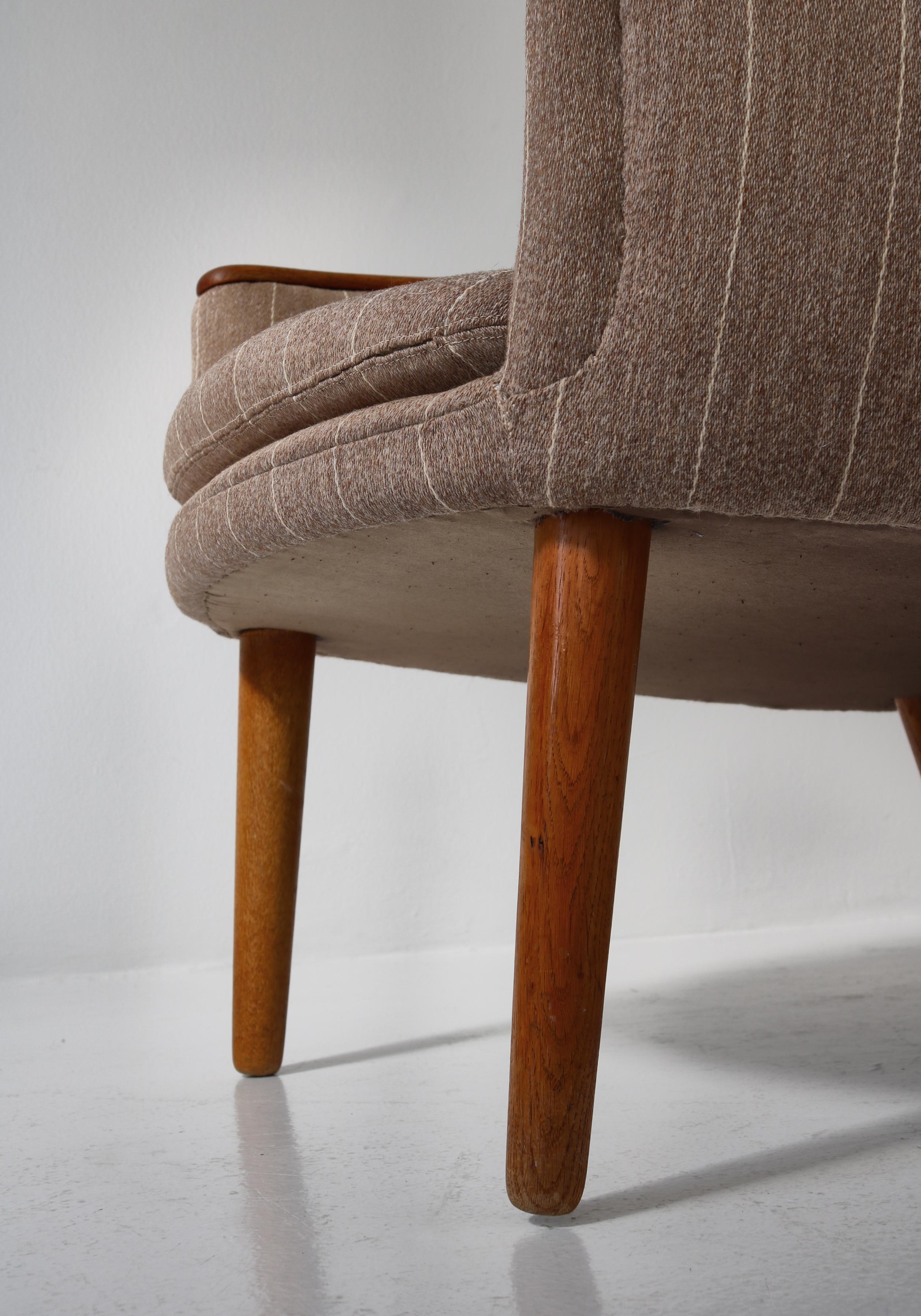 Danish Modern Highback Lounge Chair by Kurt Østervig, Teakwood & Oak, 1958 For Sale 5