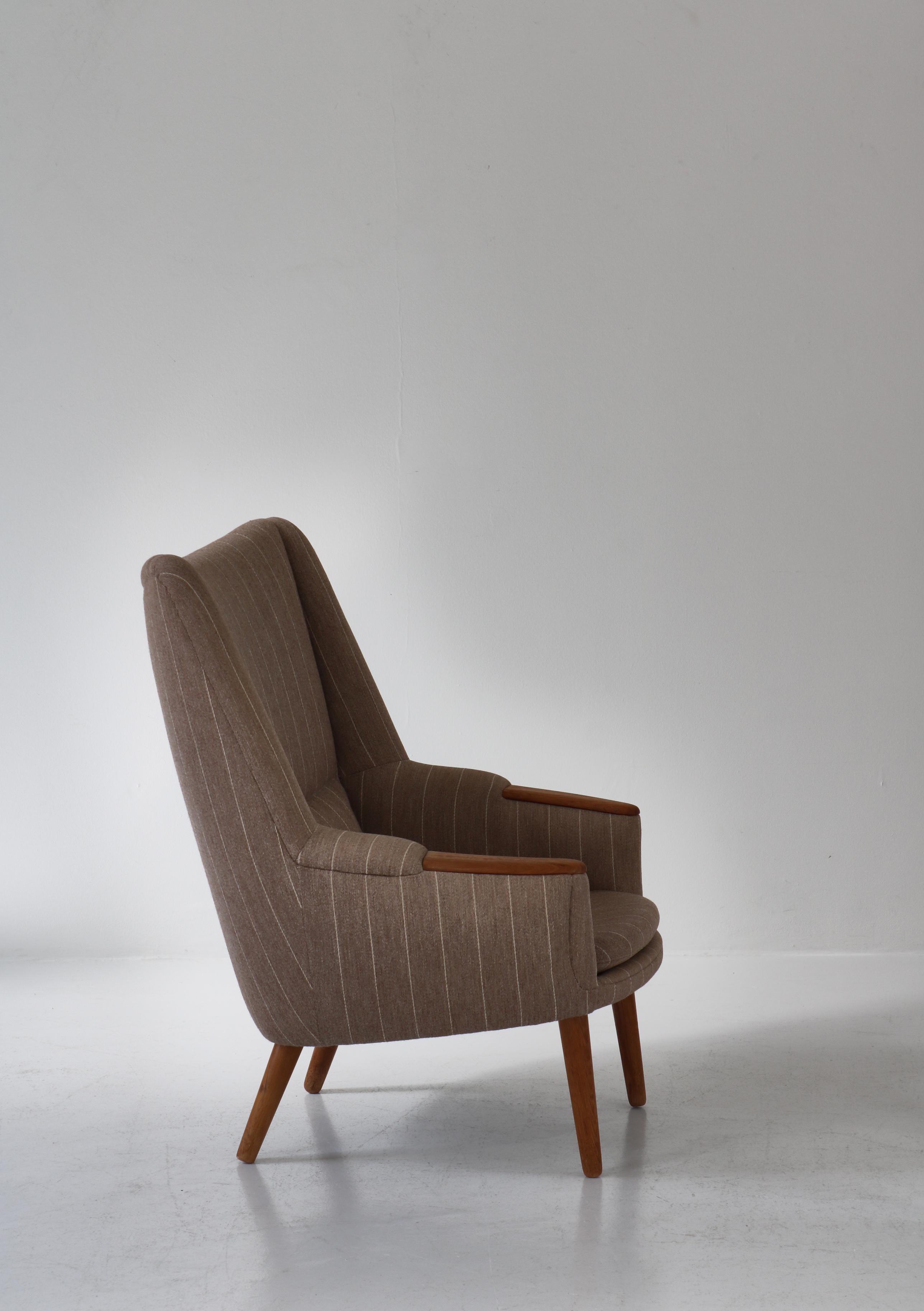 Scandinavian Modern Danish Modern Highback Lounge Chair by Kurt Østervig, Teakwood & Oak, 1958 For Sale