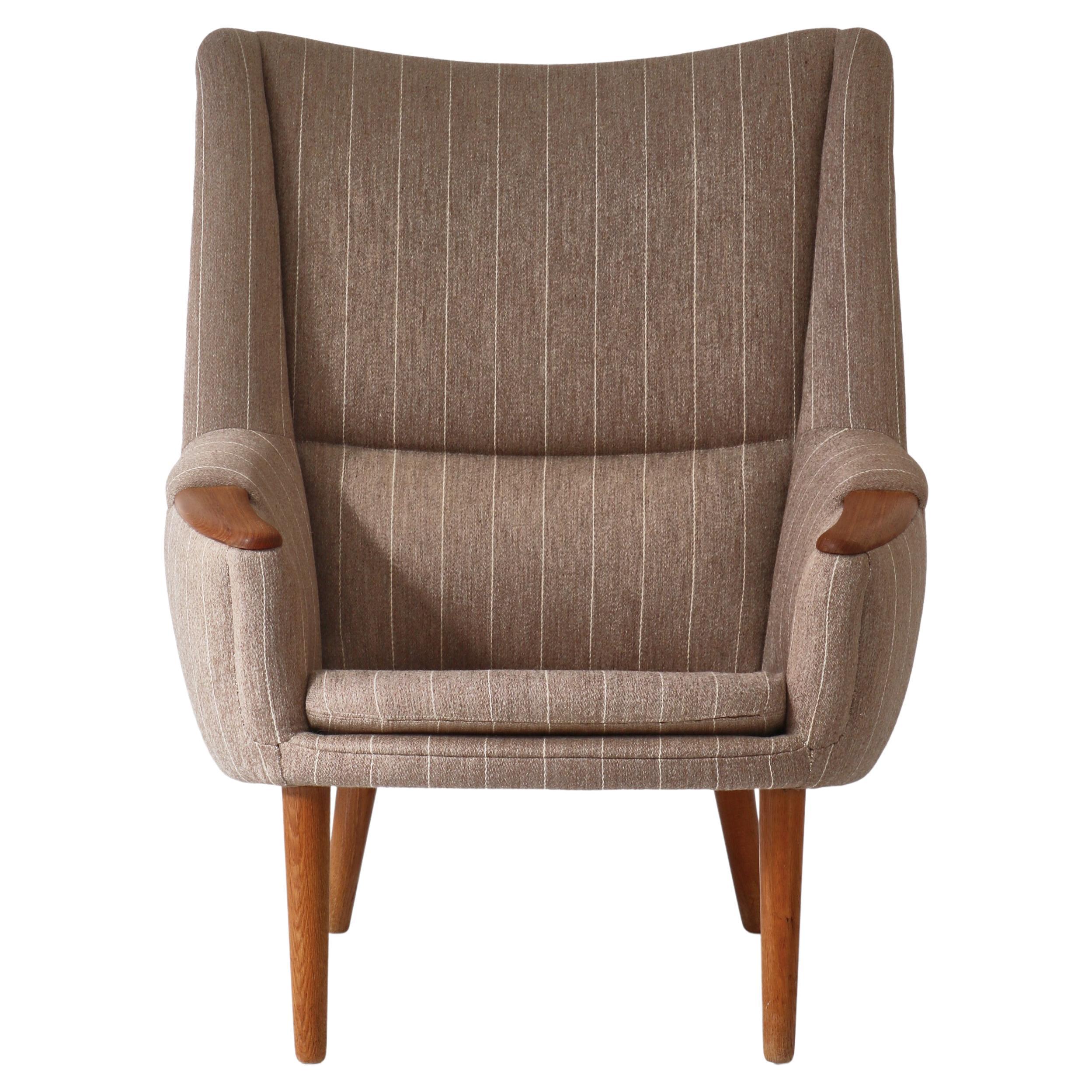 Danish Modern Highback Lounge Chair by Kurt Østervig, Teakwood & Oak, 1958 For Sale
