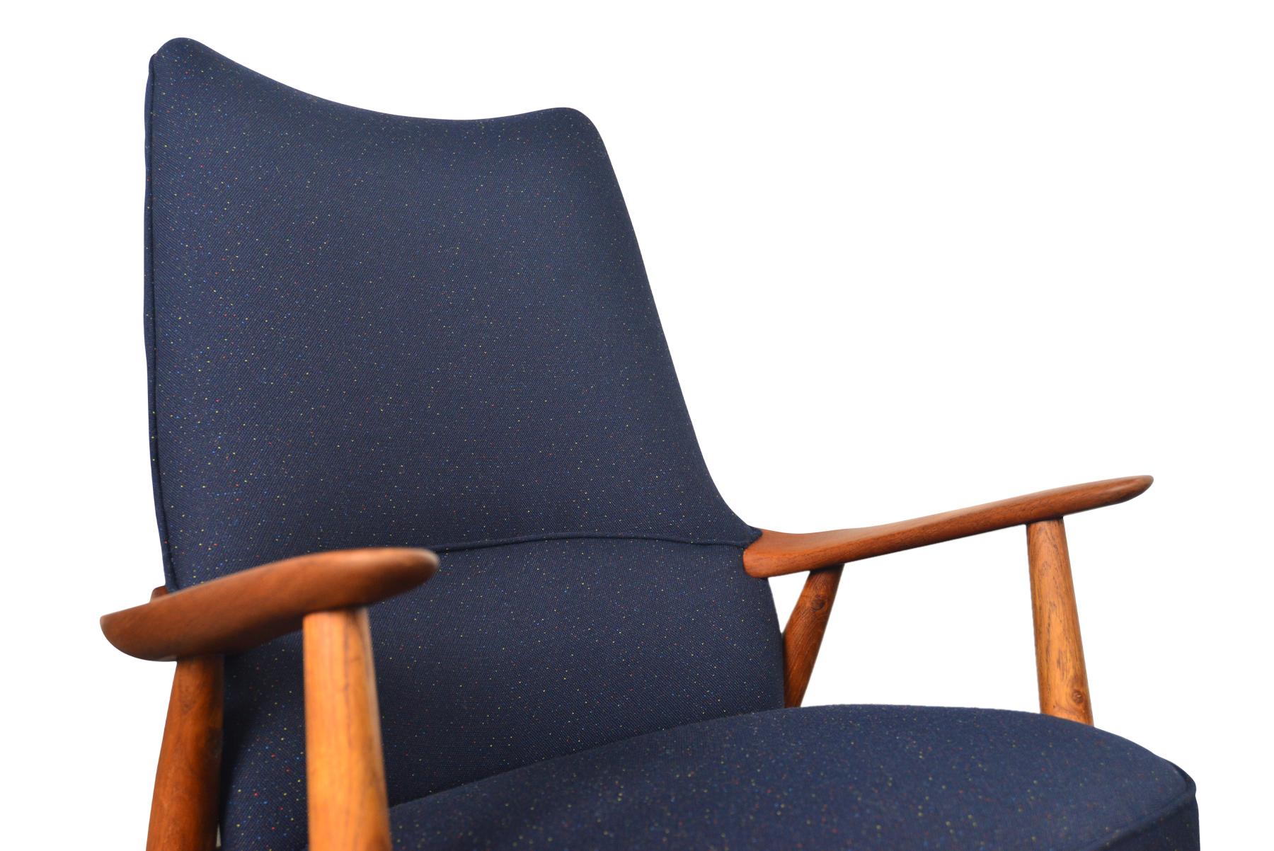 Oiled Danish Modern Highback Lounge Chair in Teak and Oak For Sale