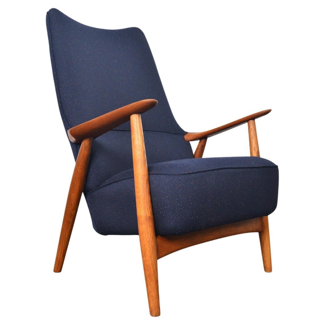 Danish Modern Highback Lounge Chair in Teak and Oak For Sale