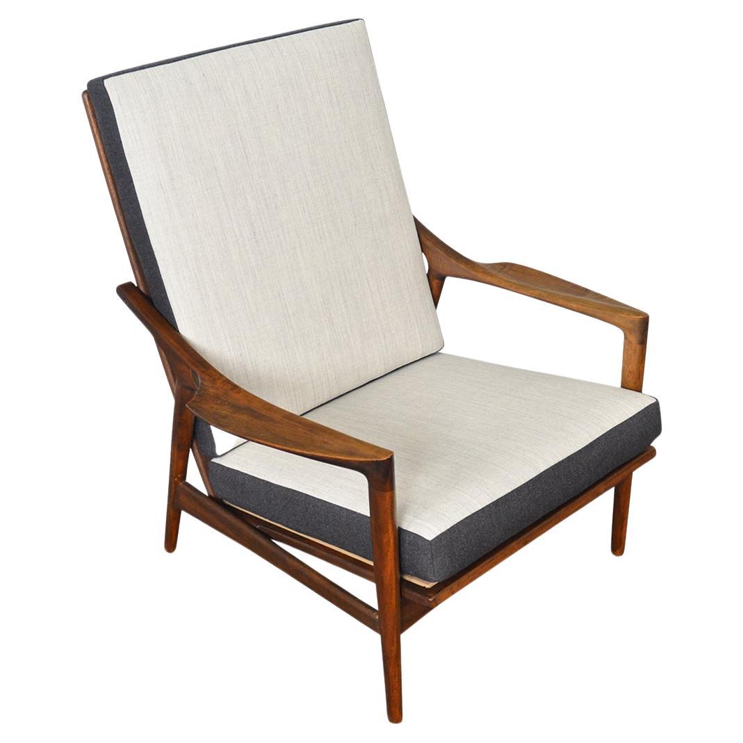 Danish Cane Back Lounge Chair in the Manner of KofodLarsen at 1stDibs