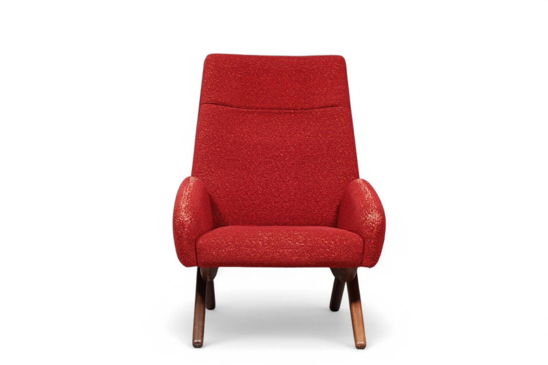 Sedia da salotto highback moderna danese con base a forbice In condizioni buone in vendita a Berkeley, CA