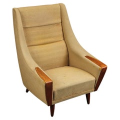 Danish Modern Highback Lounge Chair with Teak Paws