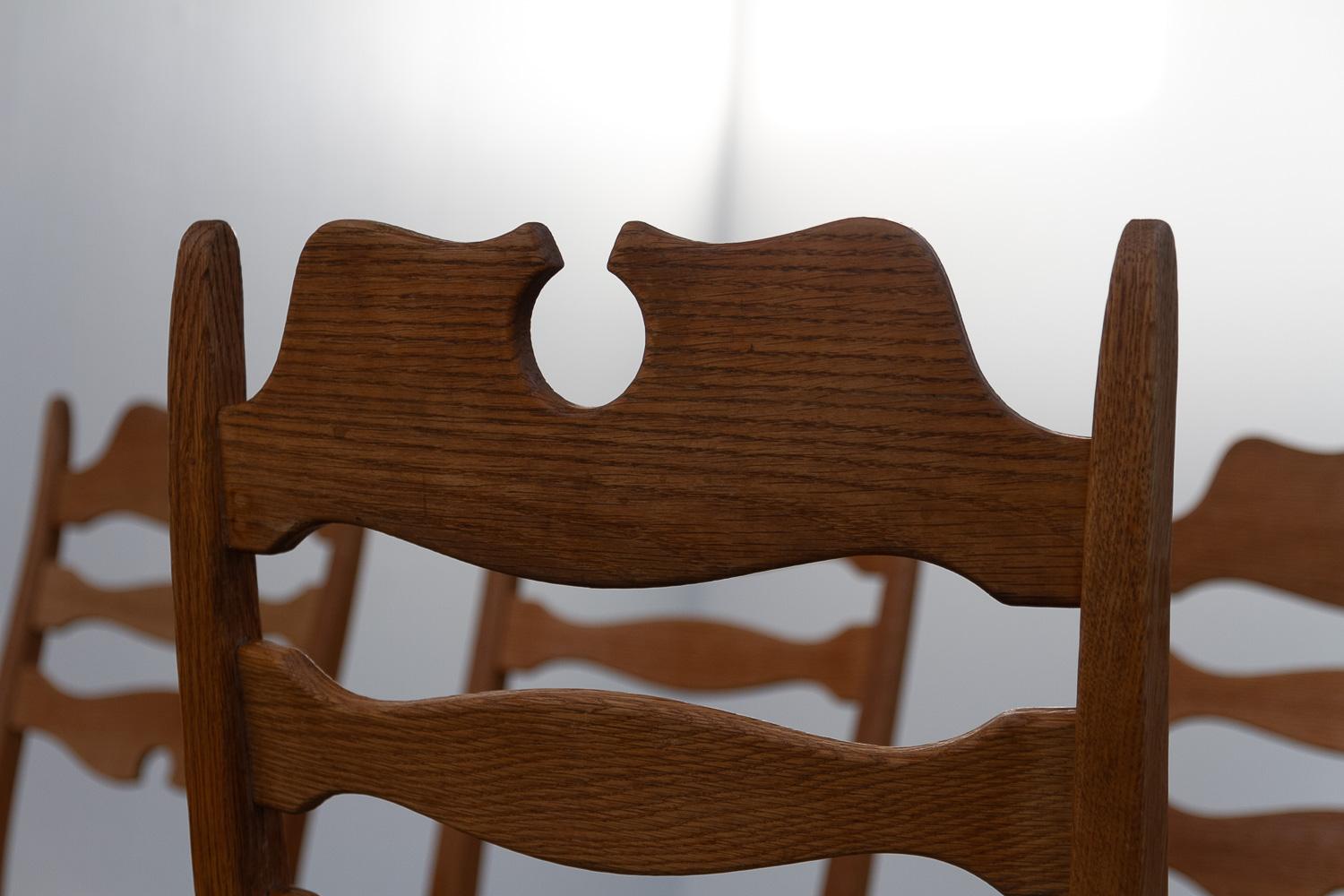 Danish Modern Highback Razorblade Oak Chairs by Kjærnulf, 1960s. Set of 6. For Sale 7
