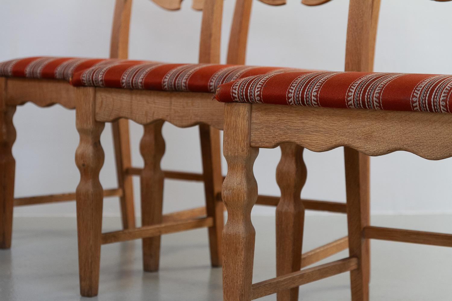 Danish Modern Highback Razorblade Oak Chairs by Kjærnulf, 1960s. Set of 6. For Sale 10