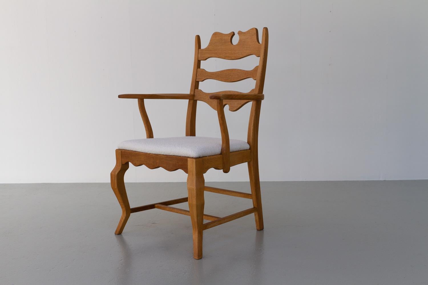 Scandinavian Modern Danish Modern Highback Razorblade Oak Chairs by Kjærnulf, 1960s. Set of 8.