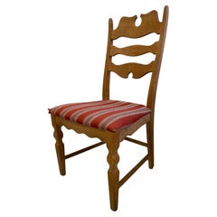Danish Modern Highback Razorblade Oak Chairs by Kjærnulf, 1960s. Set of 8.