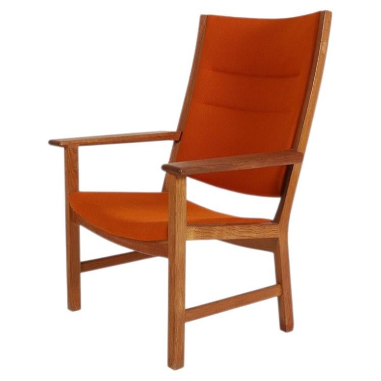 Danish Modern Highbacked Oak Lounge Chair by Hans J Wegner for Getama For Sale