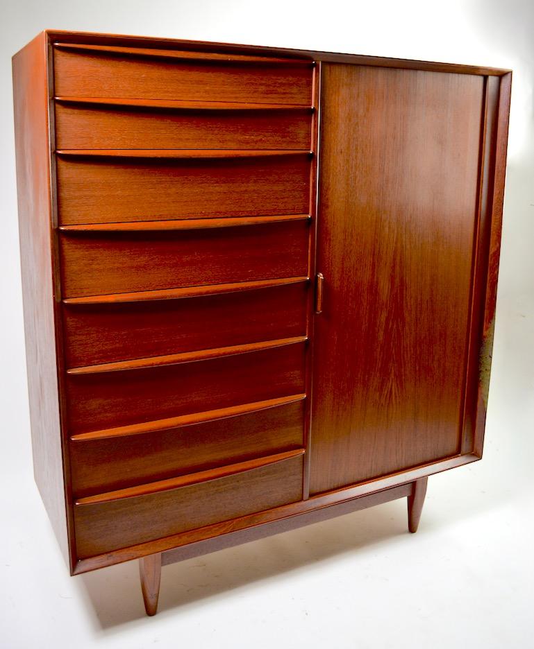 Danish Modern Highboy Chifferobe Armoire by Falster 7