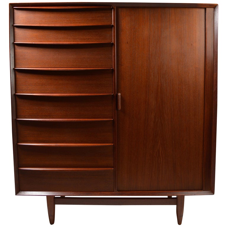 Danish Modern Highboy Chifferobe Armoire by Falster at 1stDibs