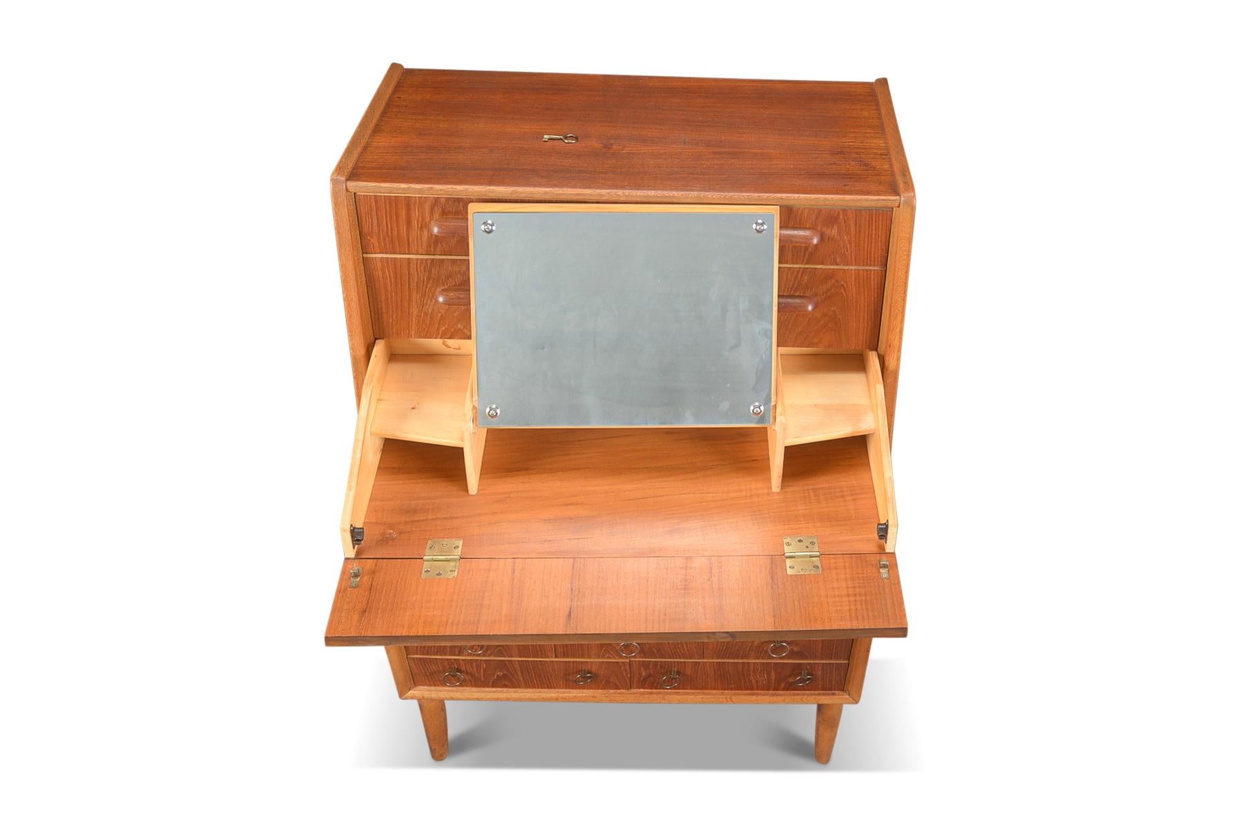 Other Danish Modern Highboy Dresser in Teak with Pullout Vanity