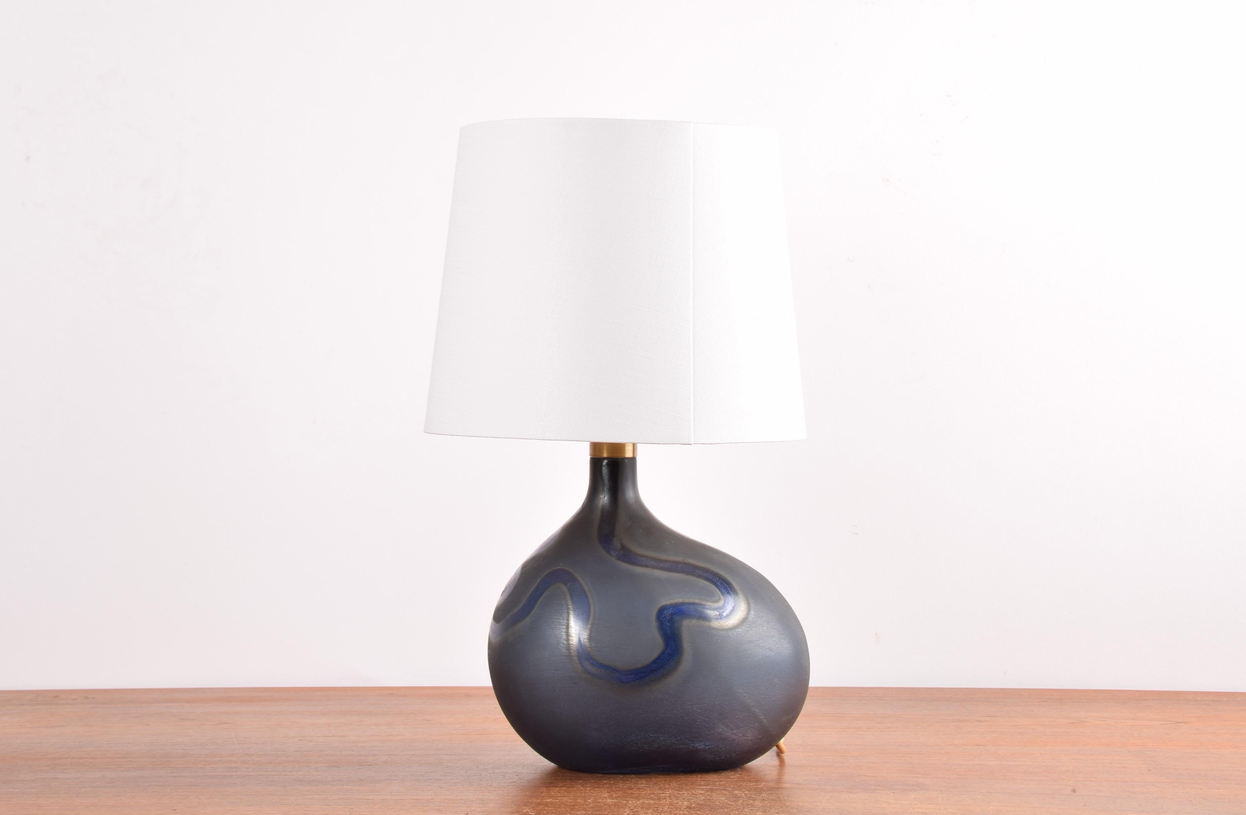 Mid-Century Modern Danish Modern Holmegaard Blue Sculptural Glass Table Lamp by Michael Bang, 1970s