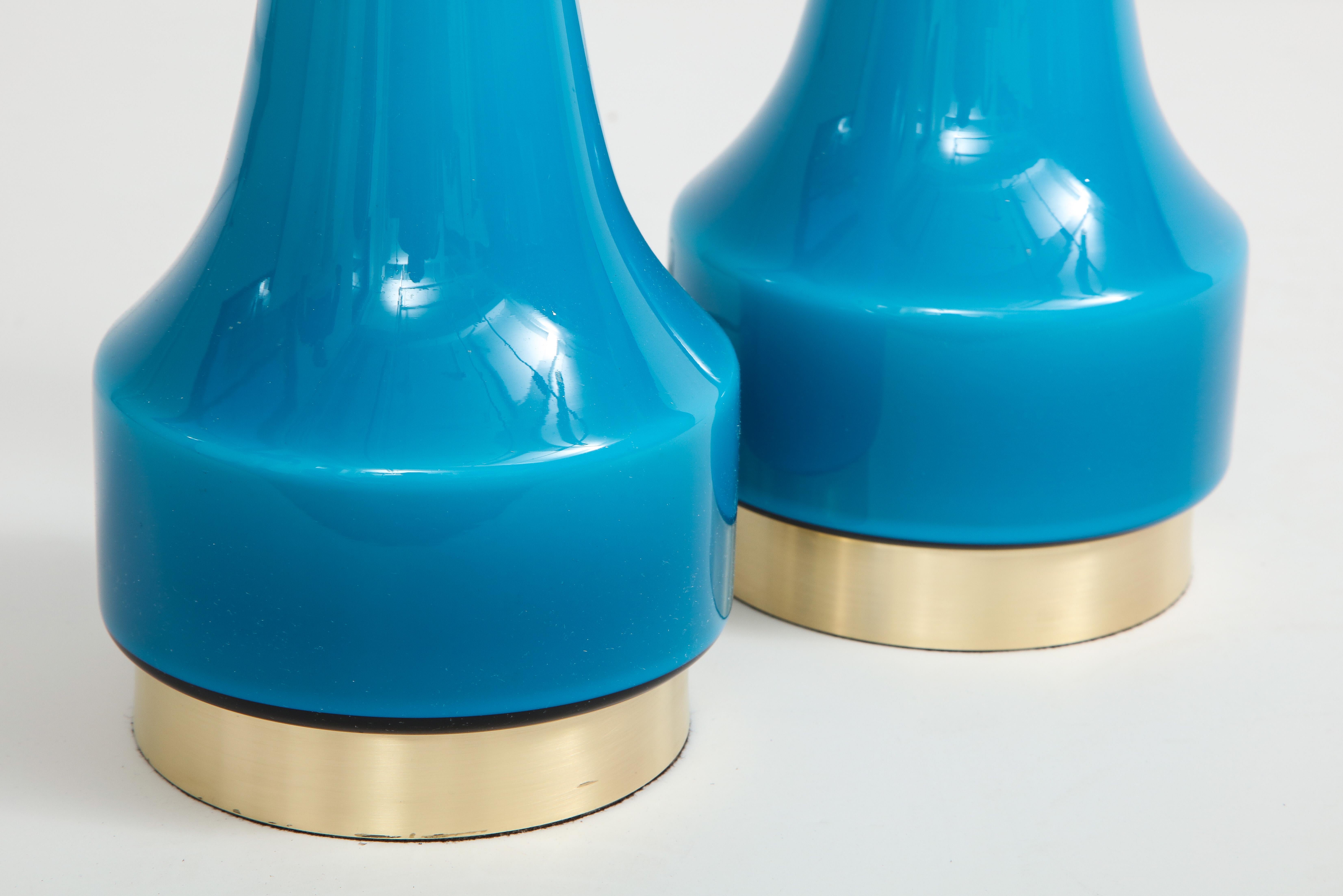 Danish Modern Holmegaard Cerulean Blue Lamps 1