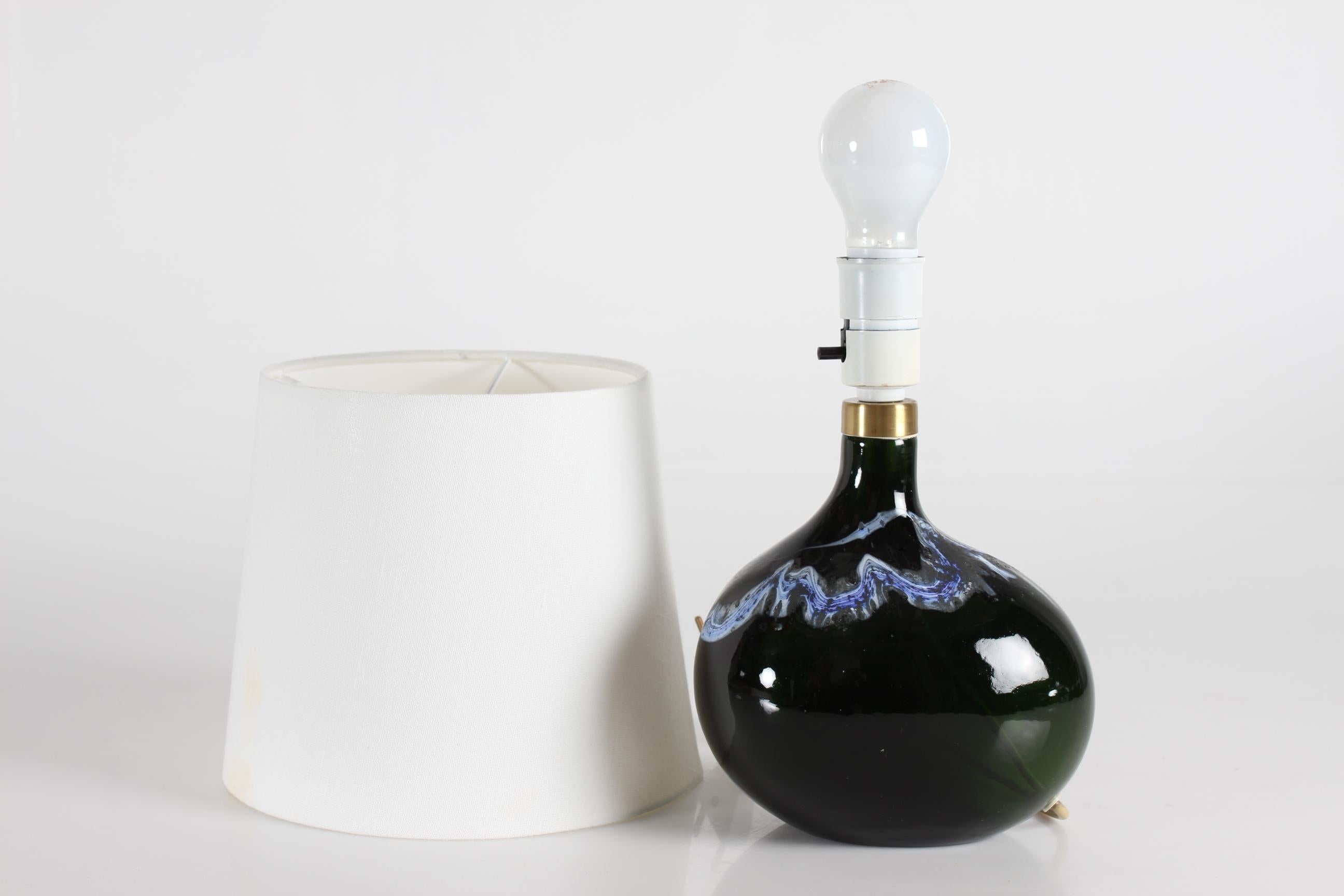 Holmegaard lampe de bureau moderne danoise vert foncé sculpturale de Michael Bang 1970 en vente 2